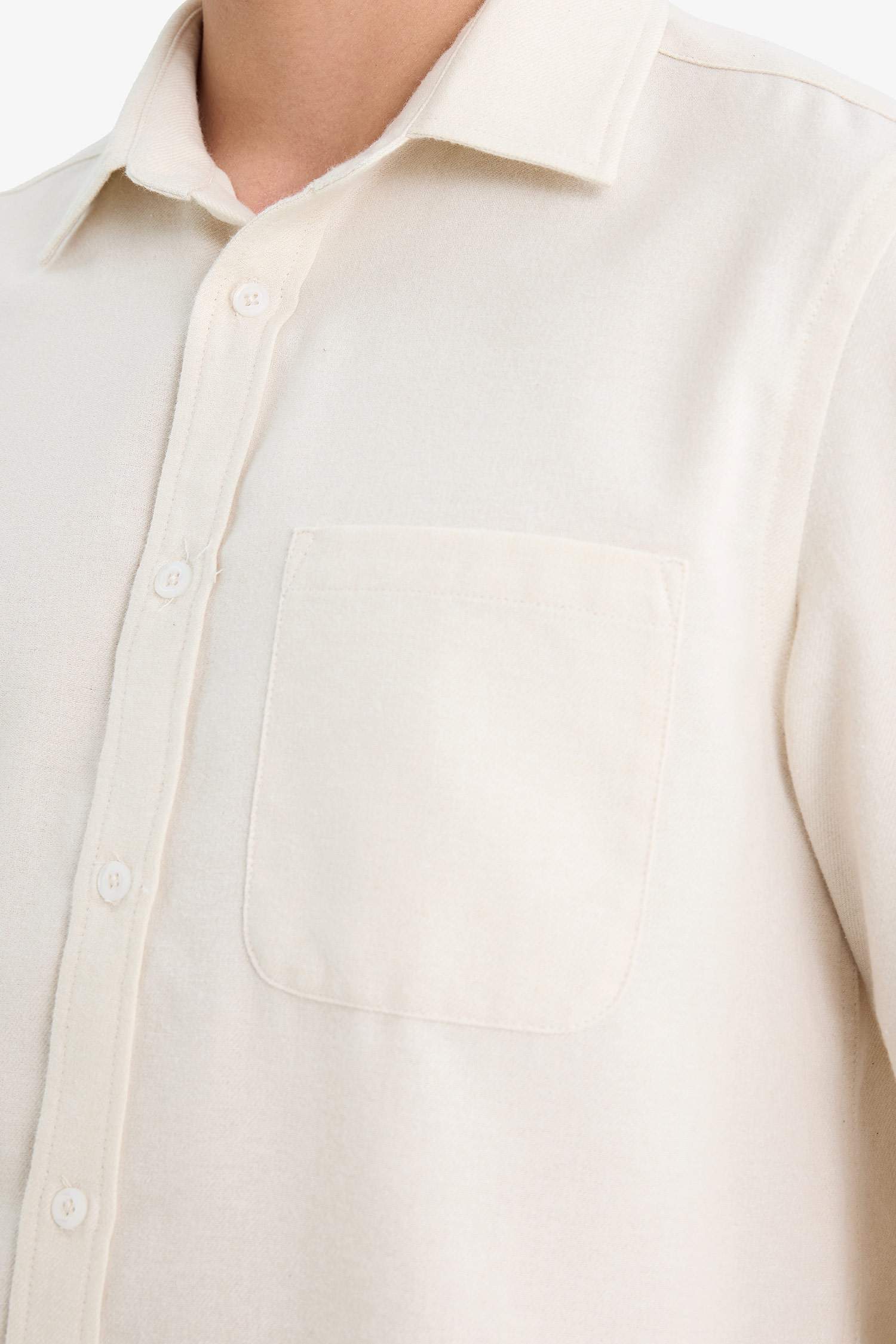 Regular Fit Polo Collar Cotton Long Sleeve Shirt