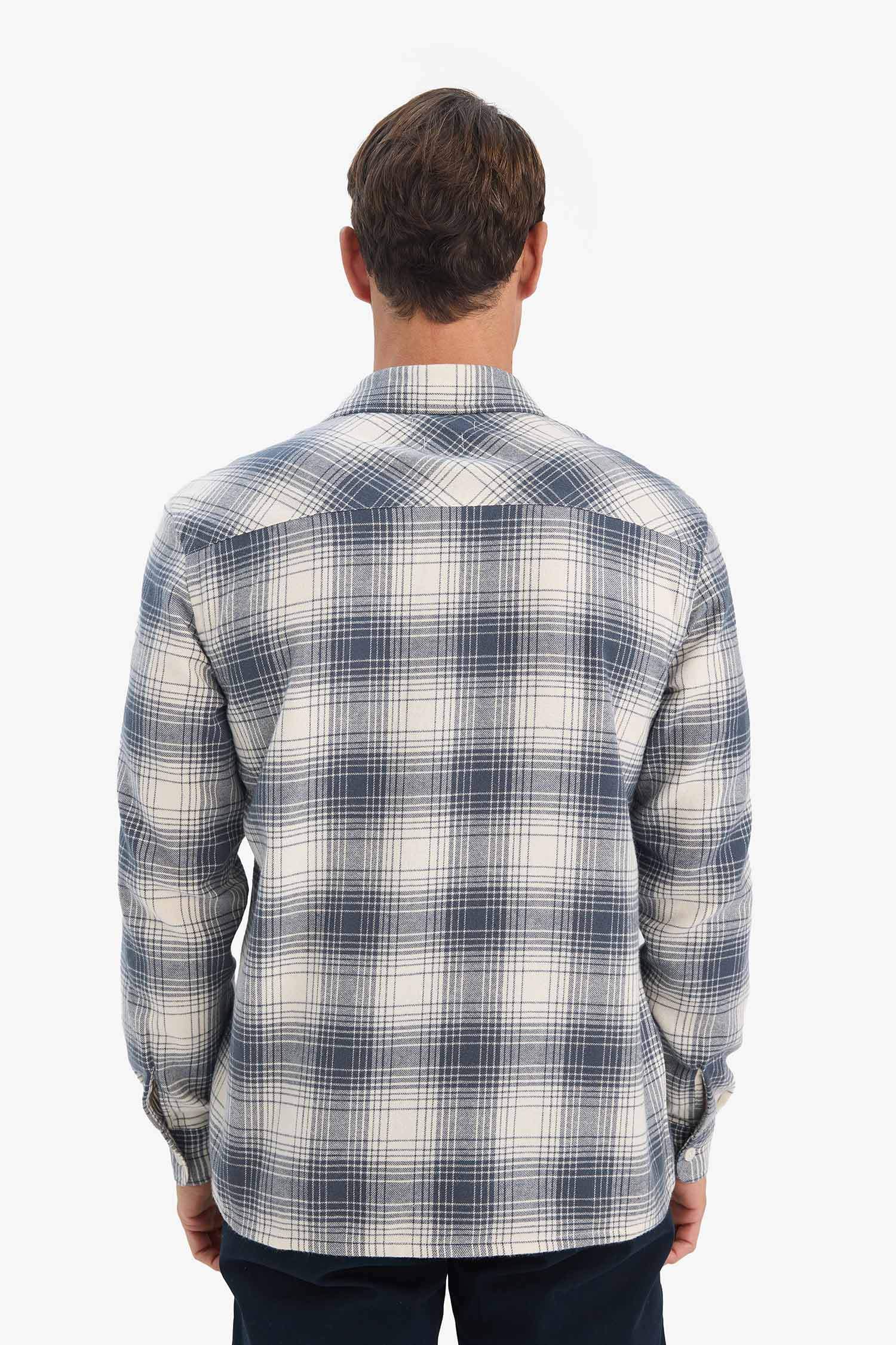 Regular Fit Polo Collar Plaid Flanel Long Sleeve Shirt