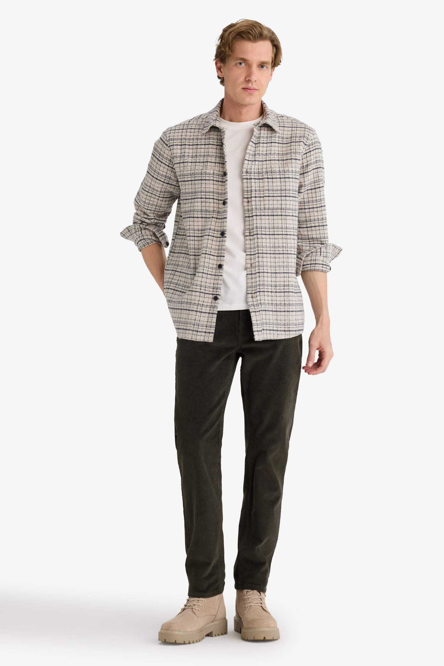 Regular Fit Polo Yaka Flanel Uzun Kollu Gömlek