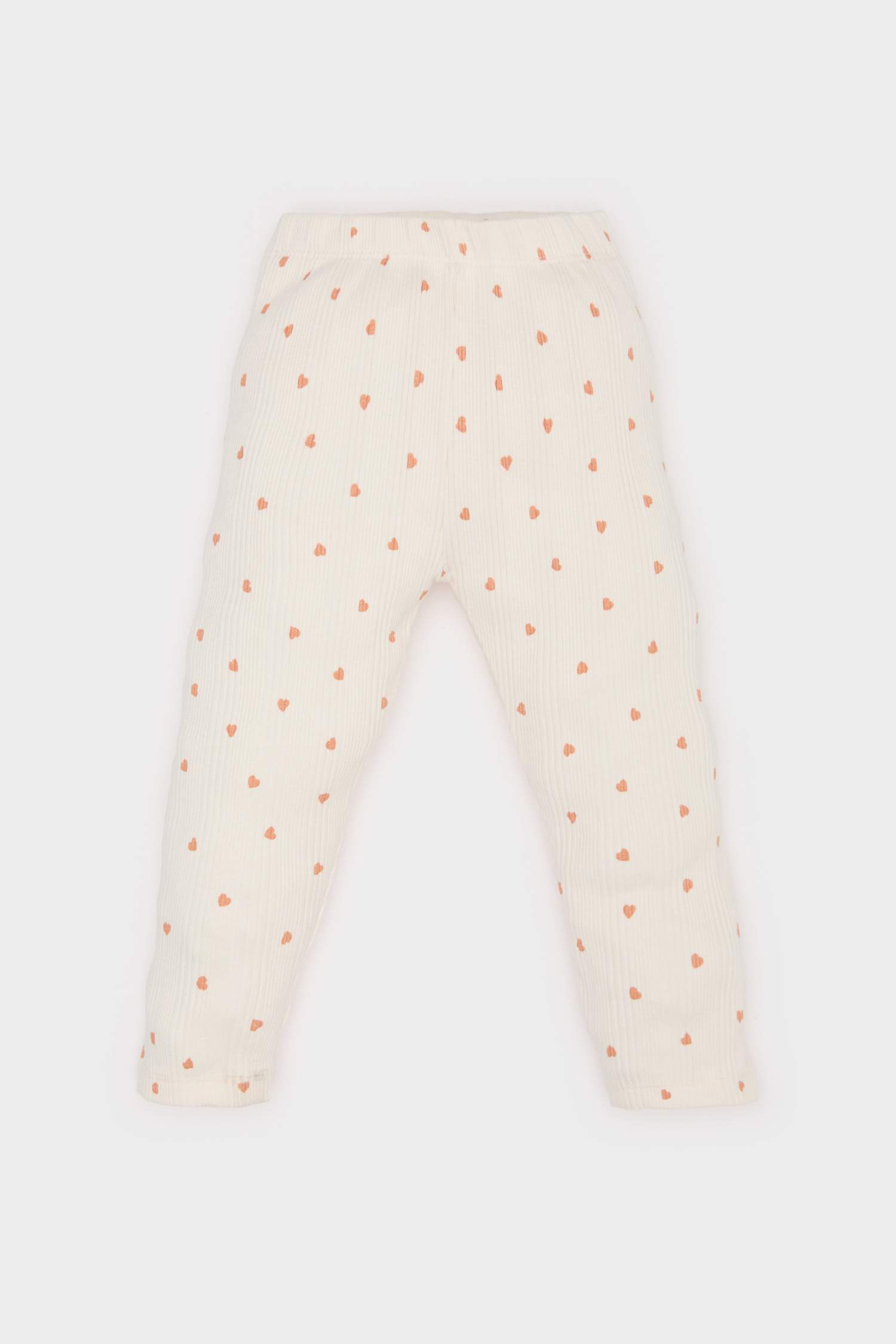 Legging côtelé imprimé cœur à taille élastique pour bébé fille