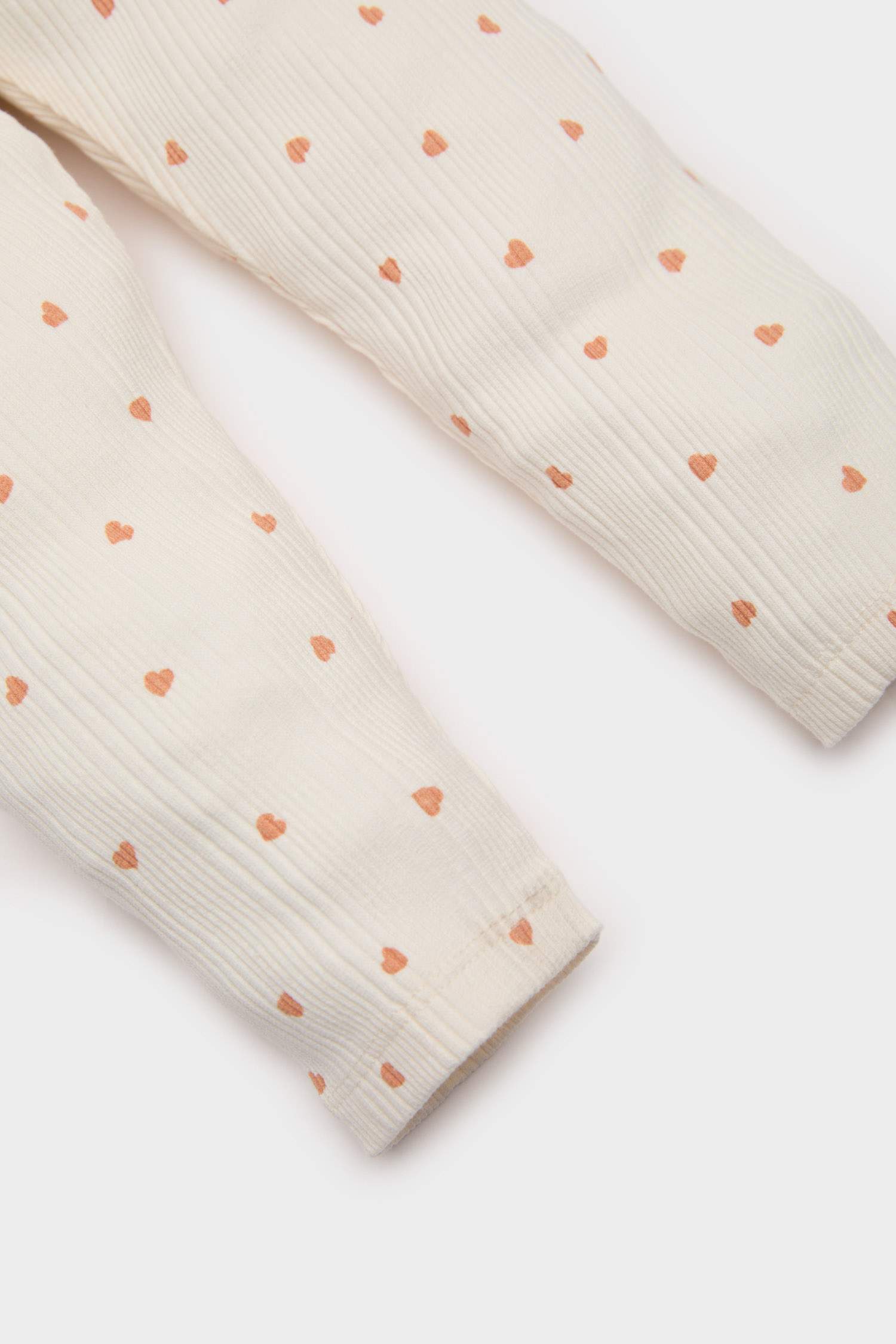 Legging côtelé imprimé cœur à taille élastique pour bébé fille