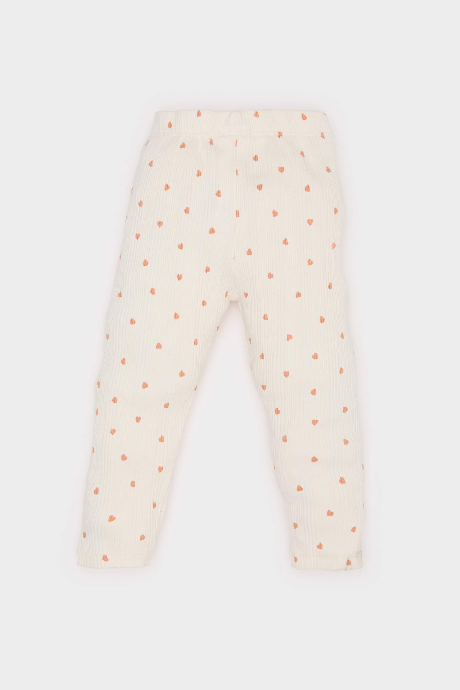 Legging côtelé imprimé cœur à taille élastique pour bébé fille