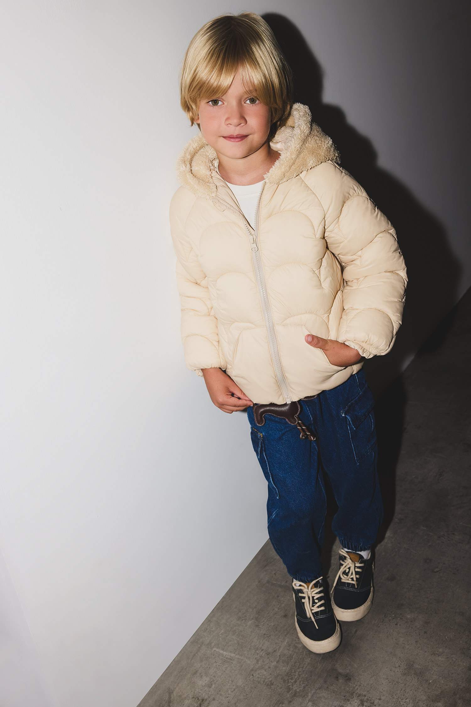 Erkek Bebek Kapüşonlu Fermuarlı Kapitoneli Mont