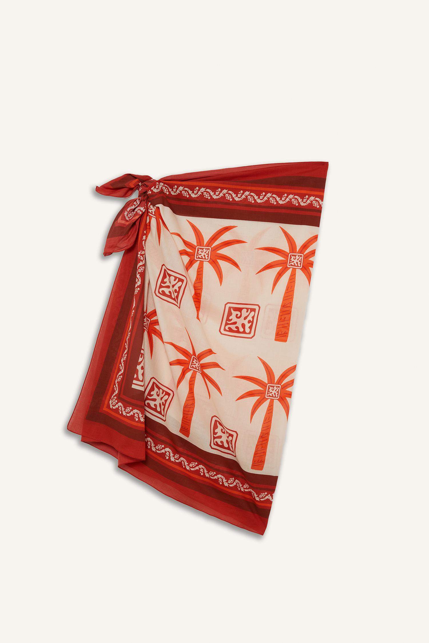 Regular Fit Palmiye Desenli Pamuklu Pareo-Fall in Love