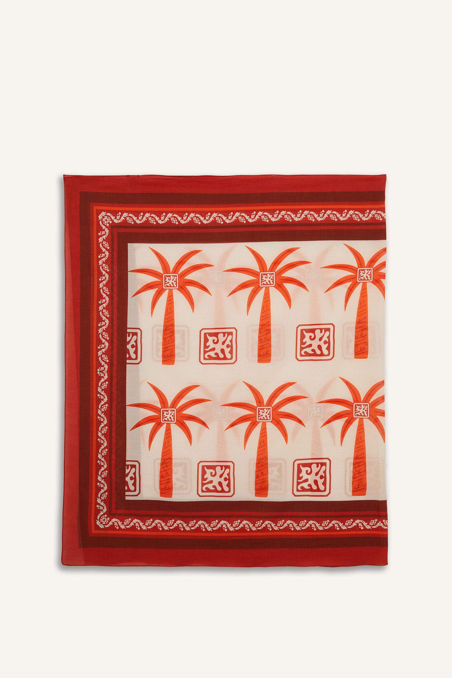 Regular Fit Palmiye Desenli Pamuklu Pareo-Fall in Love