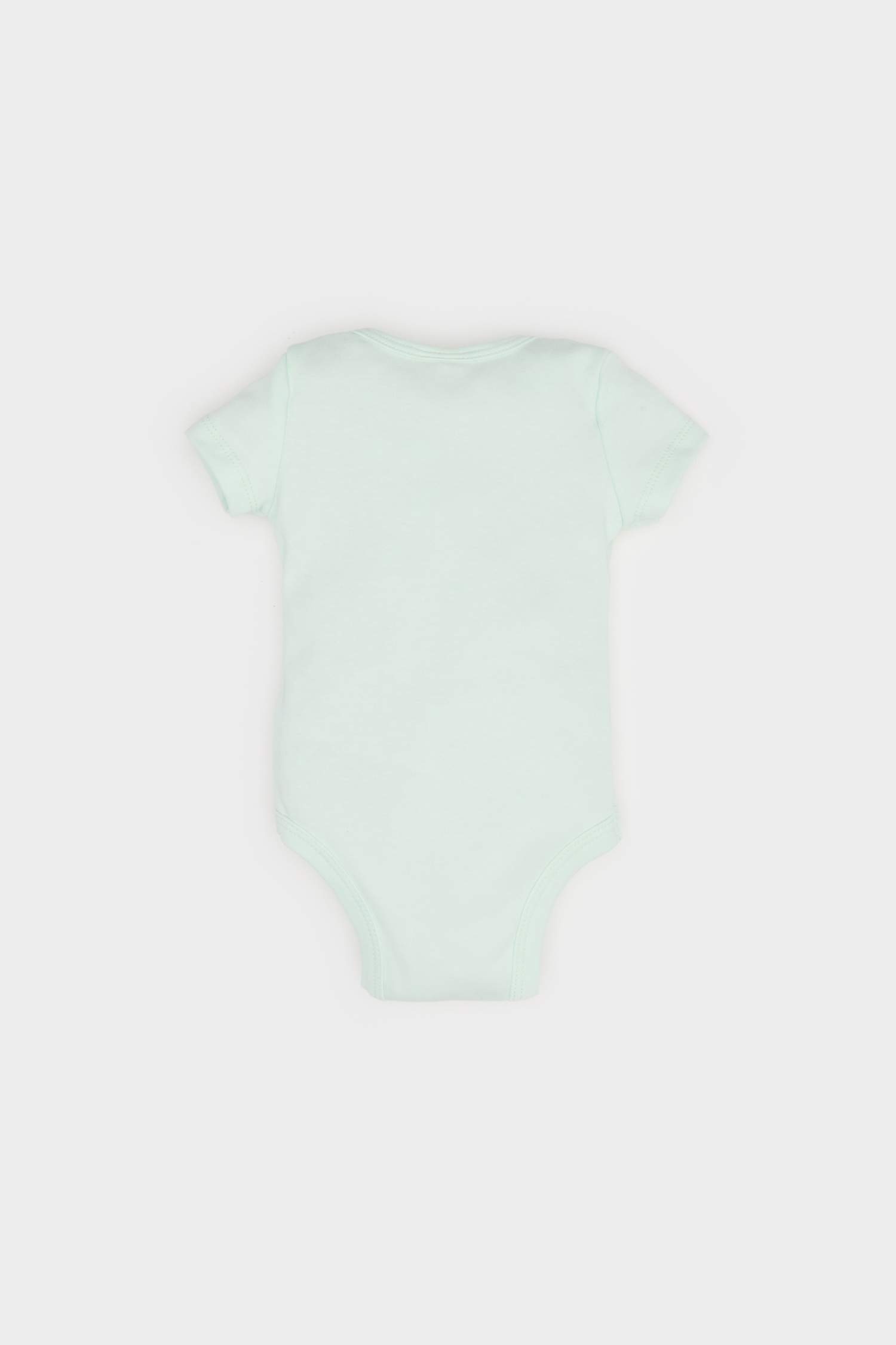 Kız Bebek Yenidoğan Bisiklet Yaka Baskılı Ribana Kısa Kollu Çıtçıtlı Body