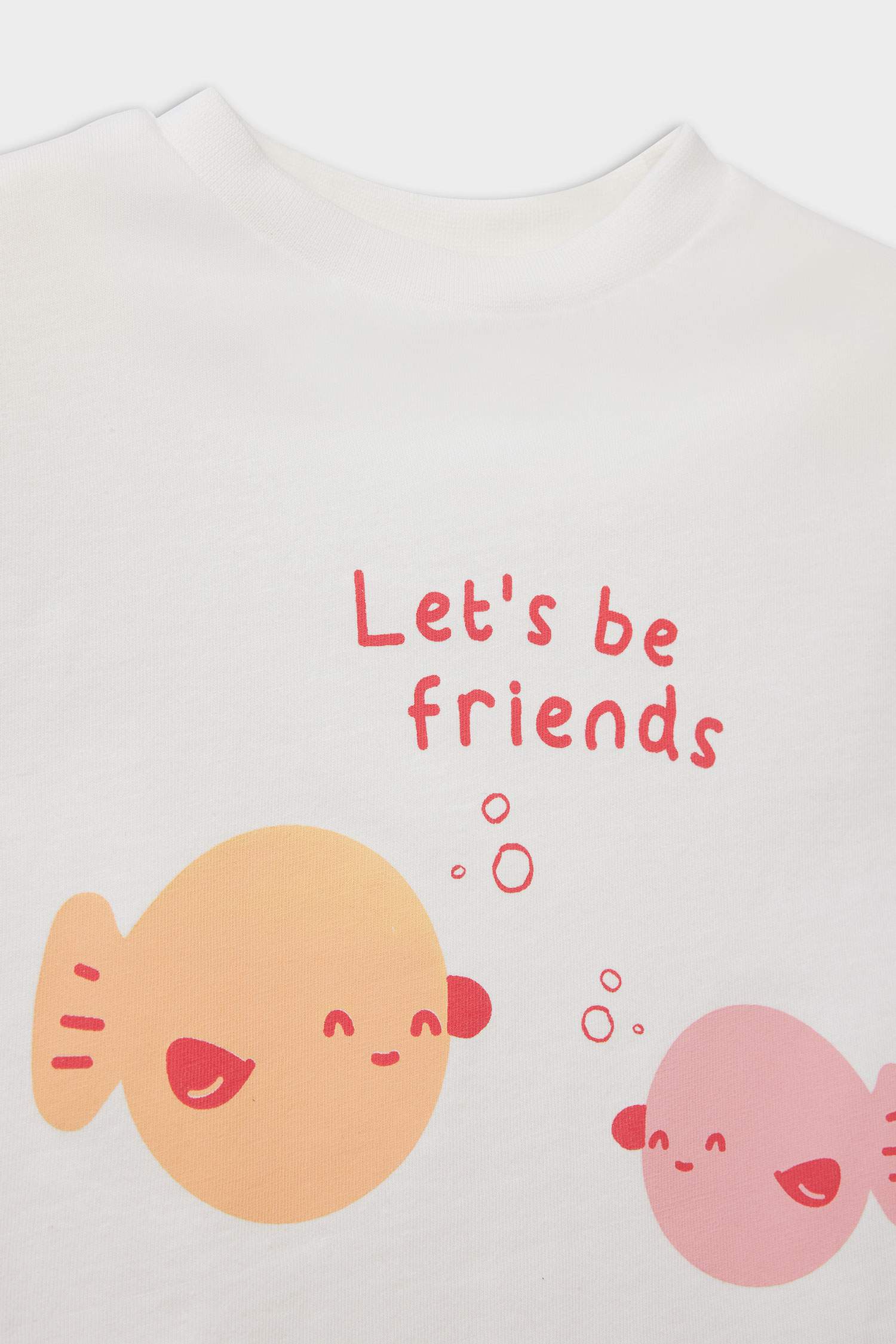 Kız Bebek Yenidoğan Bisiklet Yaka Baskılı Penye 2'li Kısa Kollu Tişört