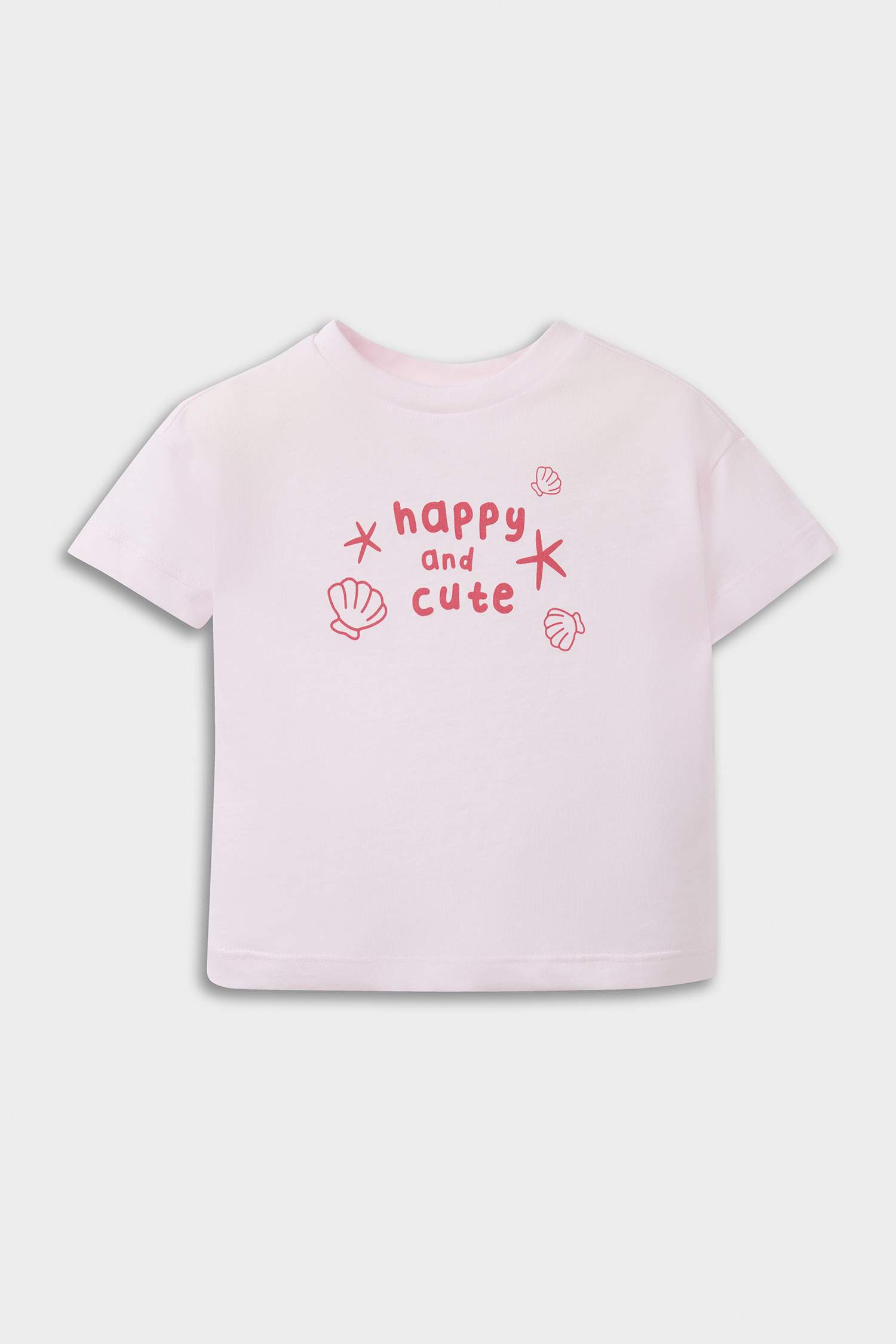 Kız Bebek Yenidoğan Bisiklet Yaka Baskılı Penye 2'li Kısa Kollu Tişört