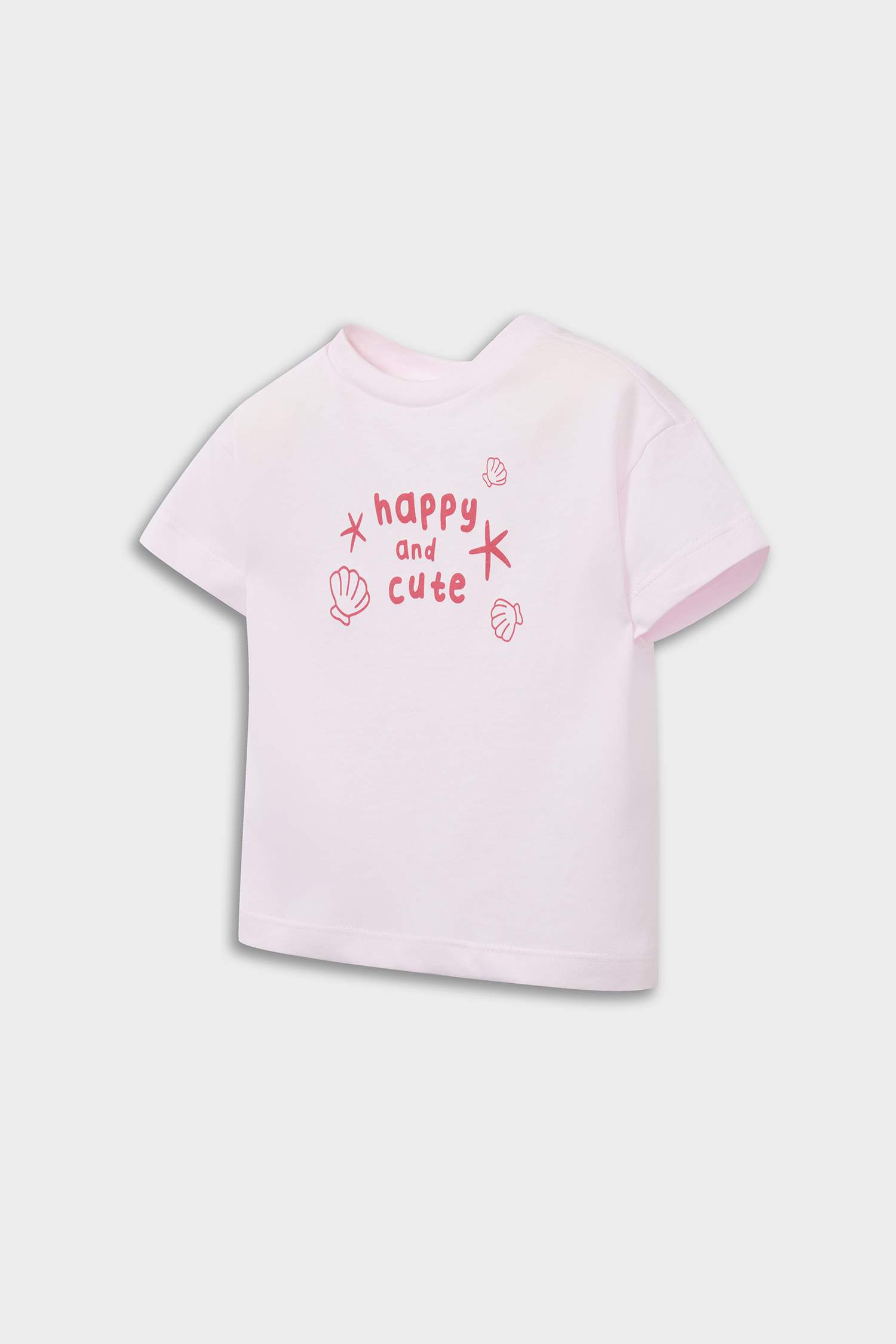 Kız Bebek Yenidoğan Bisiklet Yaka Baskılı Penye 2'li Kısa Kollu Tişört