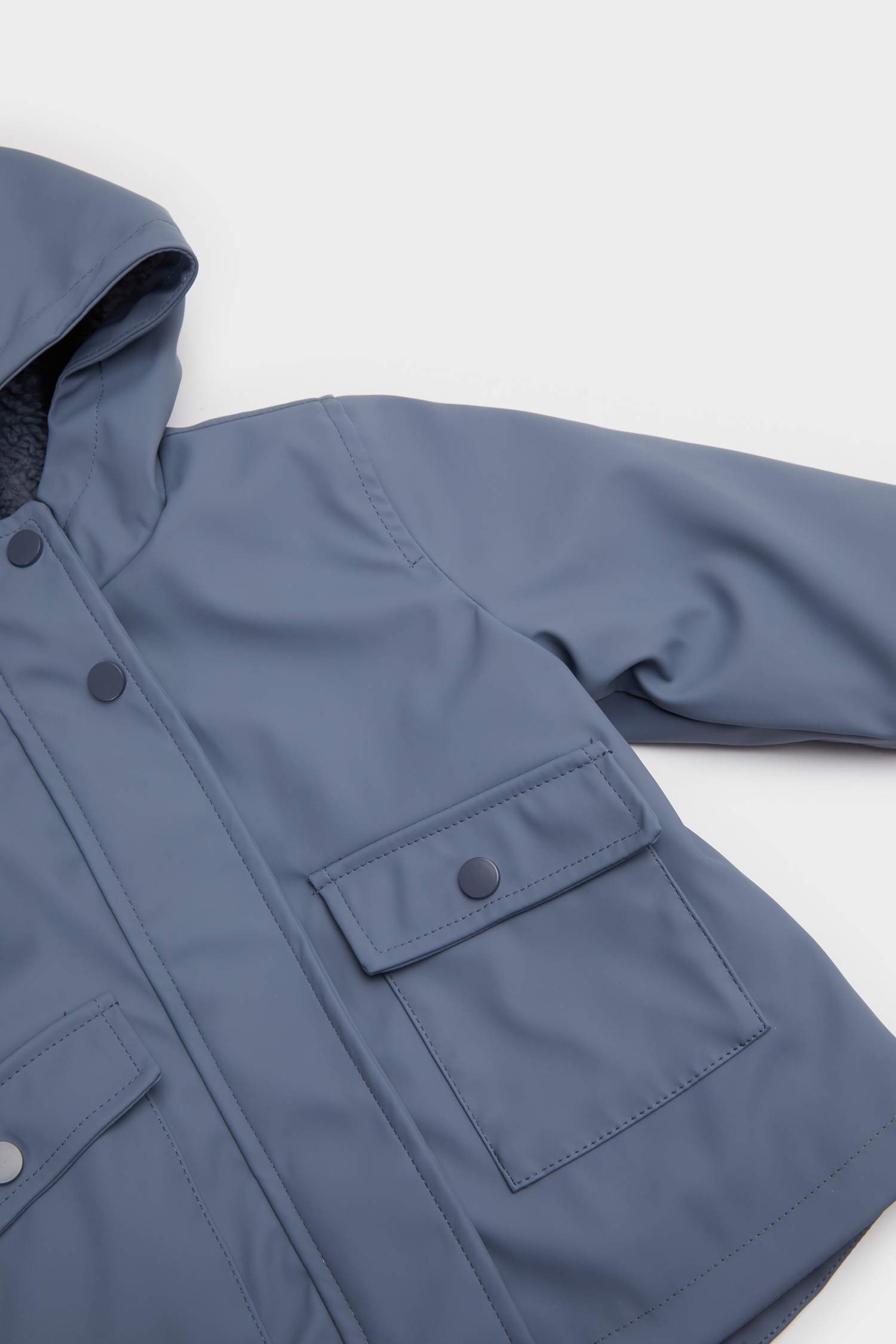 Baby Boy Waterproof Ribbed Sleeve Hooded Jacket