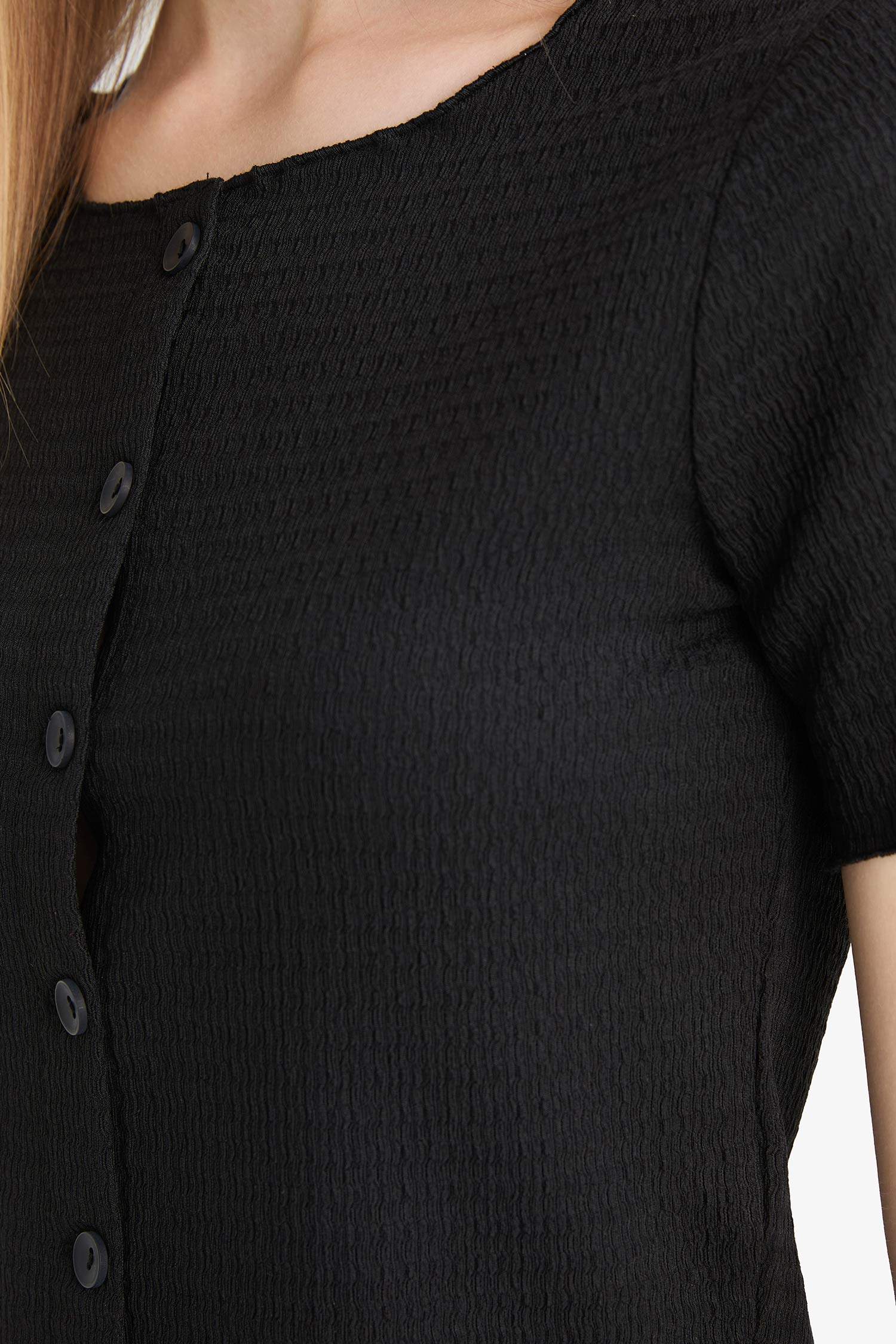 قميص منسوج نص ردن مخصر