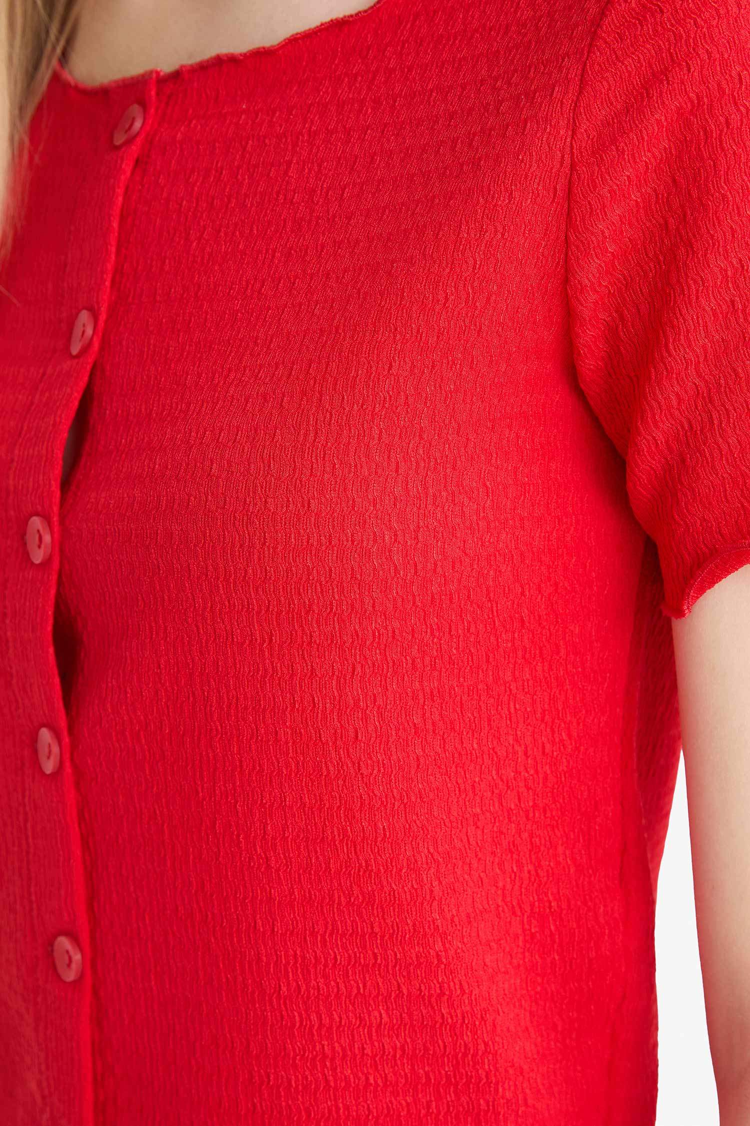 Coool Приталенная рубашка из жатой ткани с короткими рукавами