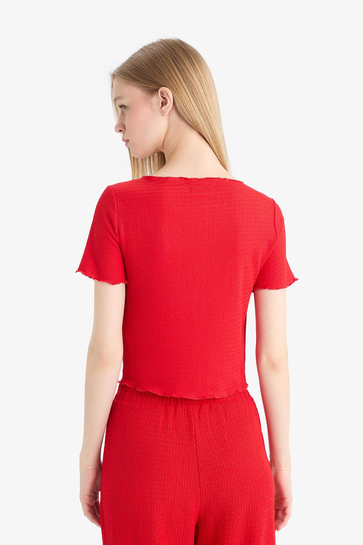 Coool Приталенная рубашка из жатой ткани с короткими рукавами