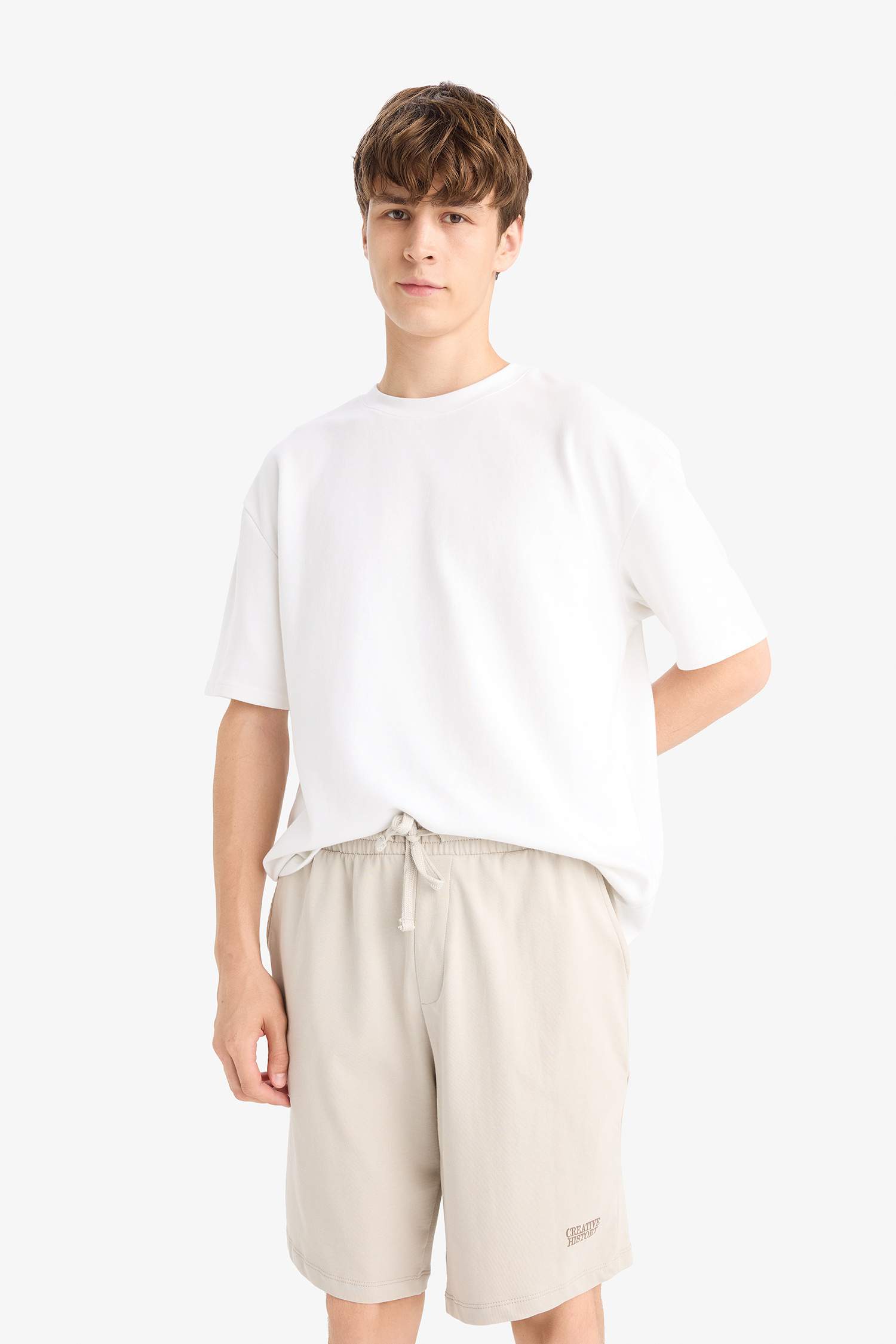 Slim Fit Sweatshirt Fabric Shorts