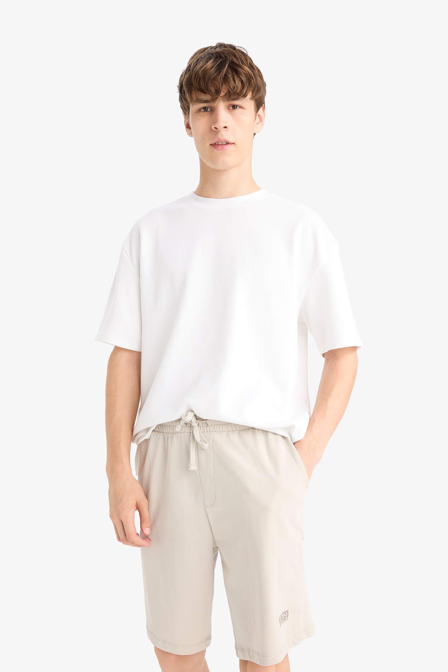 Slim Fit Sweatshirt Fabric Shorts