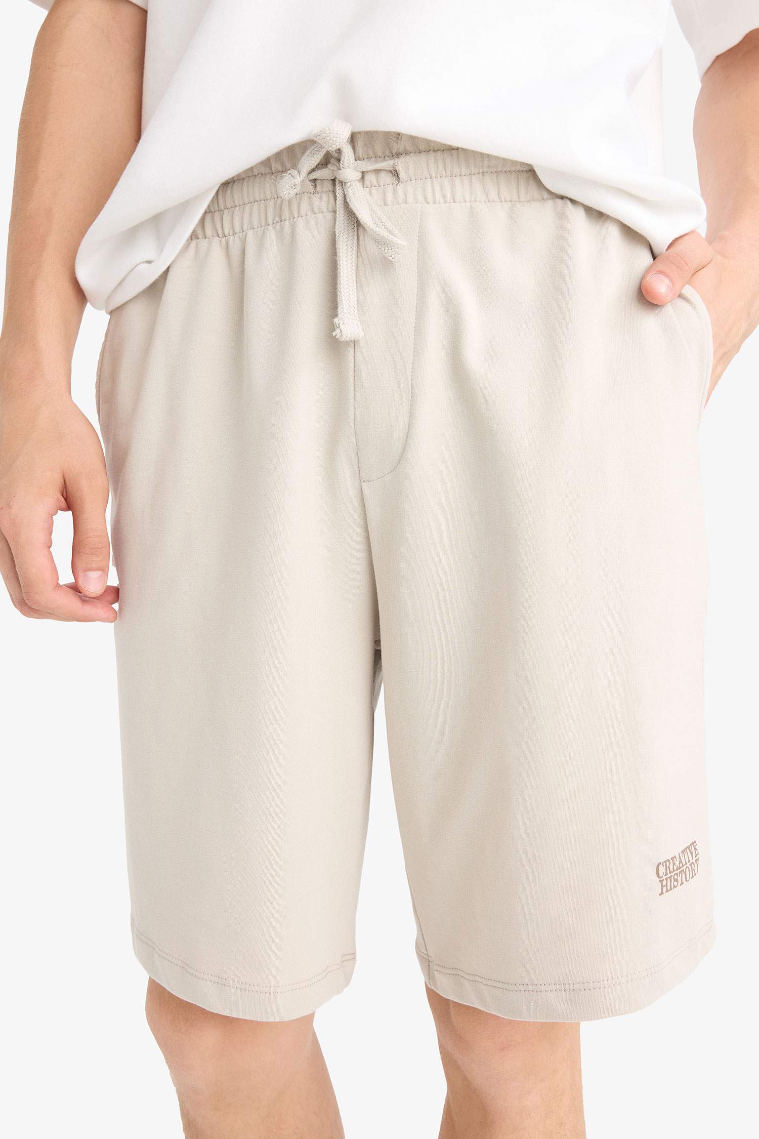 Slim Fit Sweatshirt Fabric Shorts