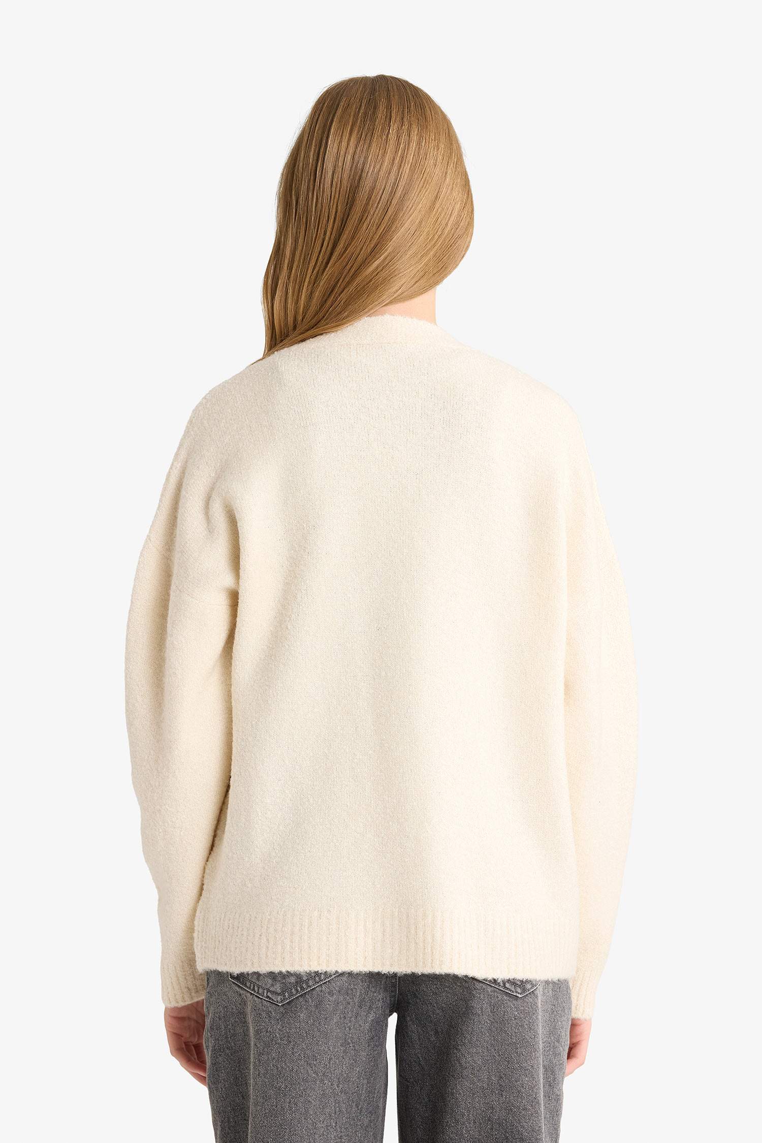 Oversize Geniş Kalıp V Yaka Hırka