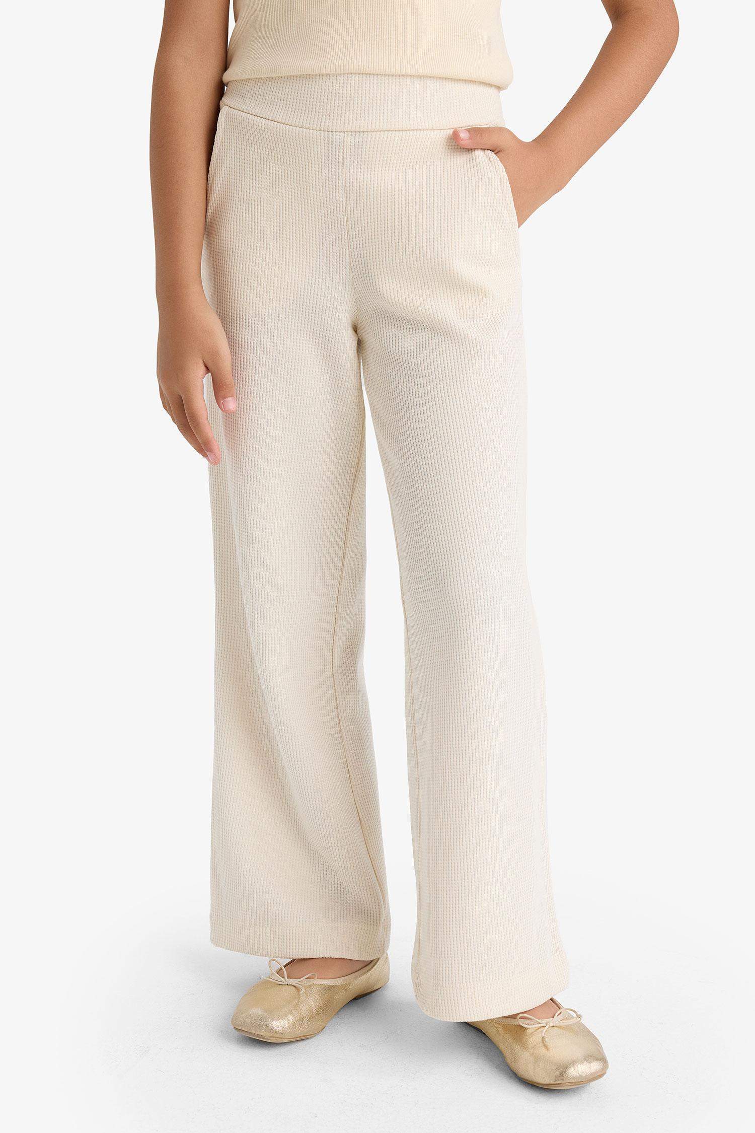 Kız Çocuk Wide Leg Waffle Cepli Geniş Paça Pantolon