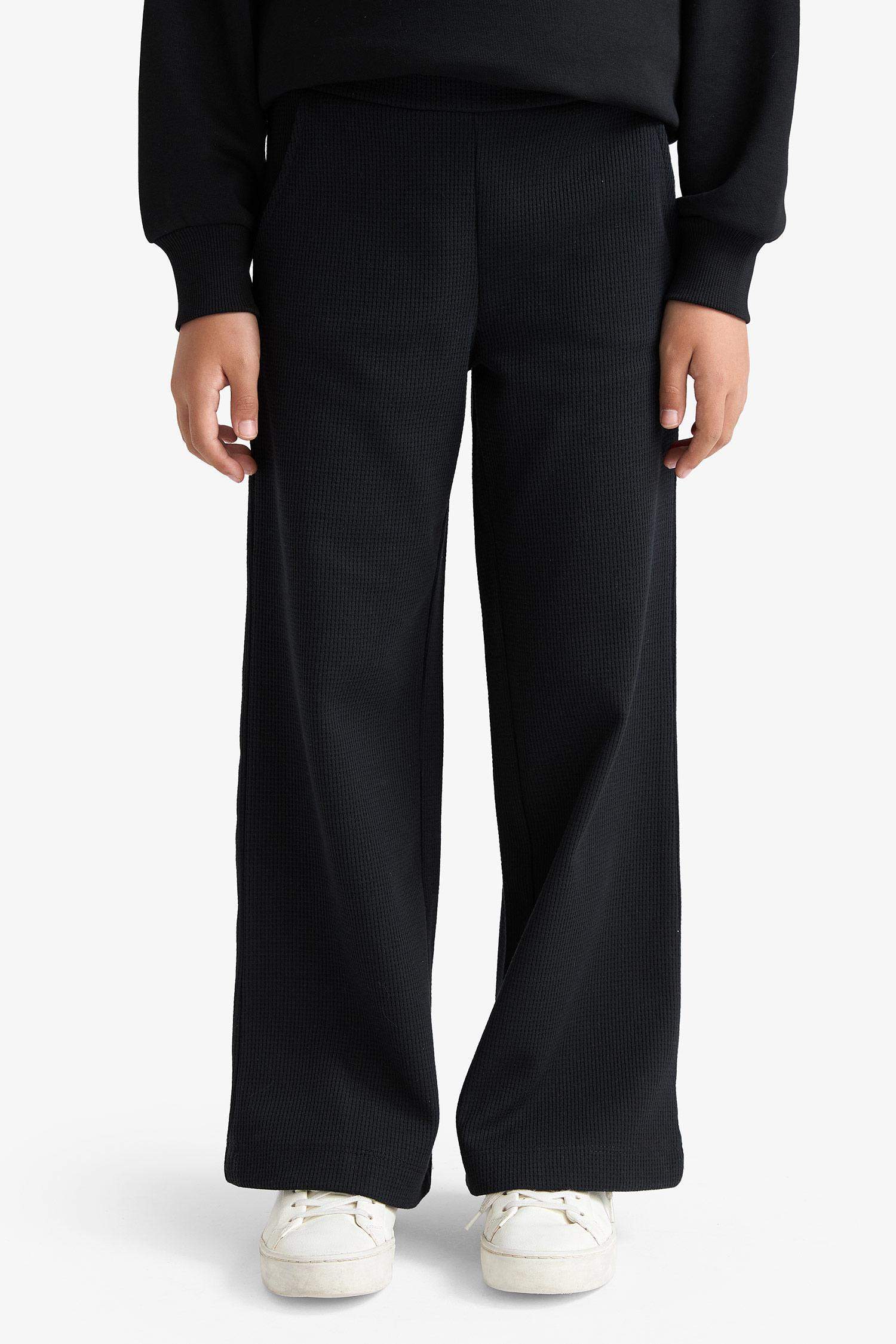 بنطرون بناتي وافل وايد ليج برجل واسع