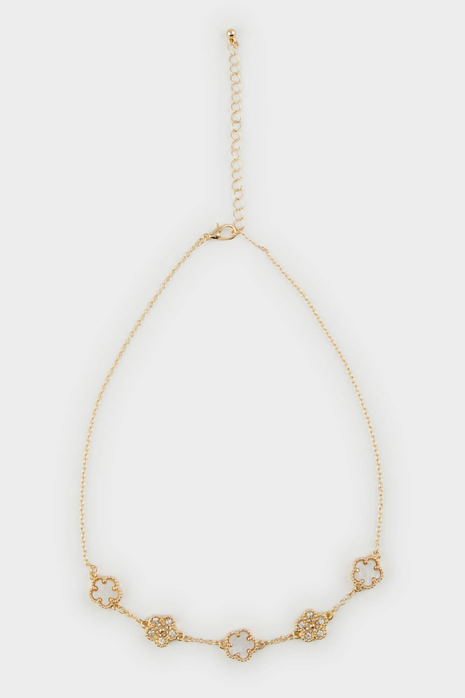 قلادة ذهبي نسائي فلورال ابيض