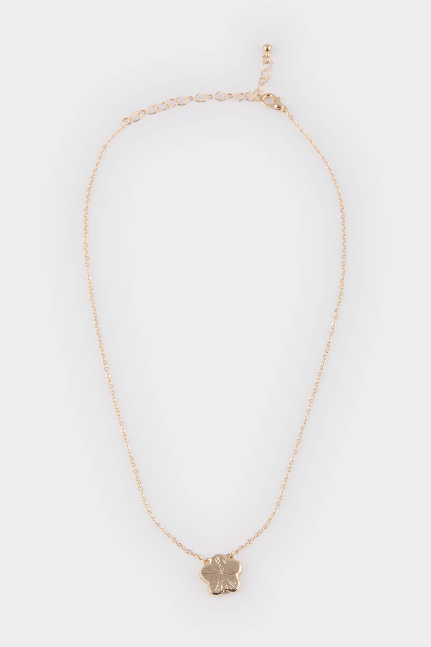 Collier doré avec fleur verte pour femme