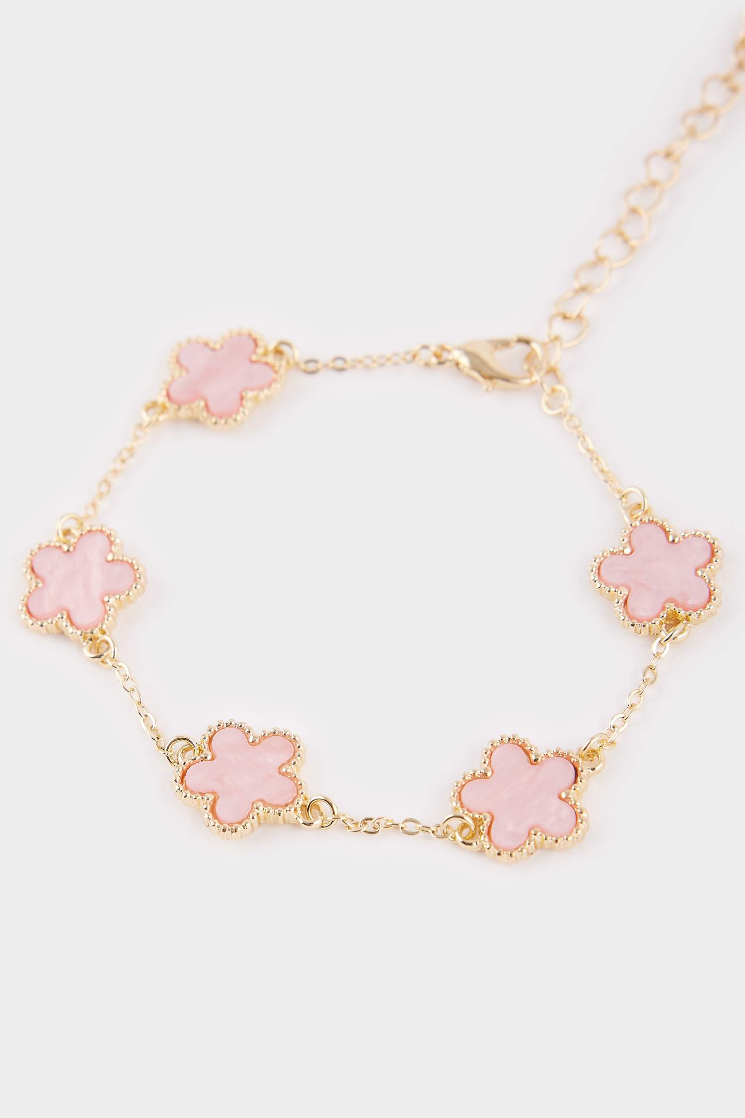 Kadın Pembe Yonca Detaylı Bileklik