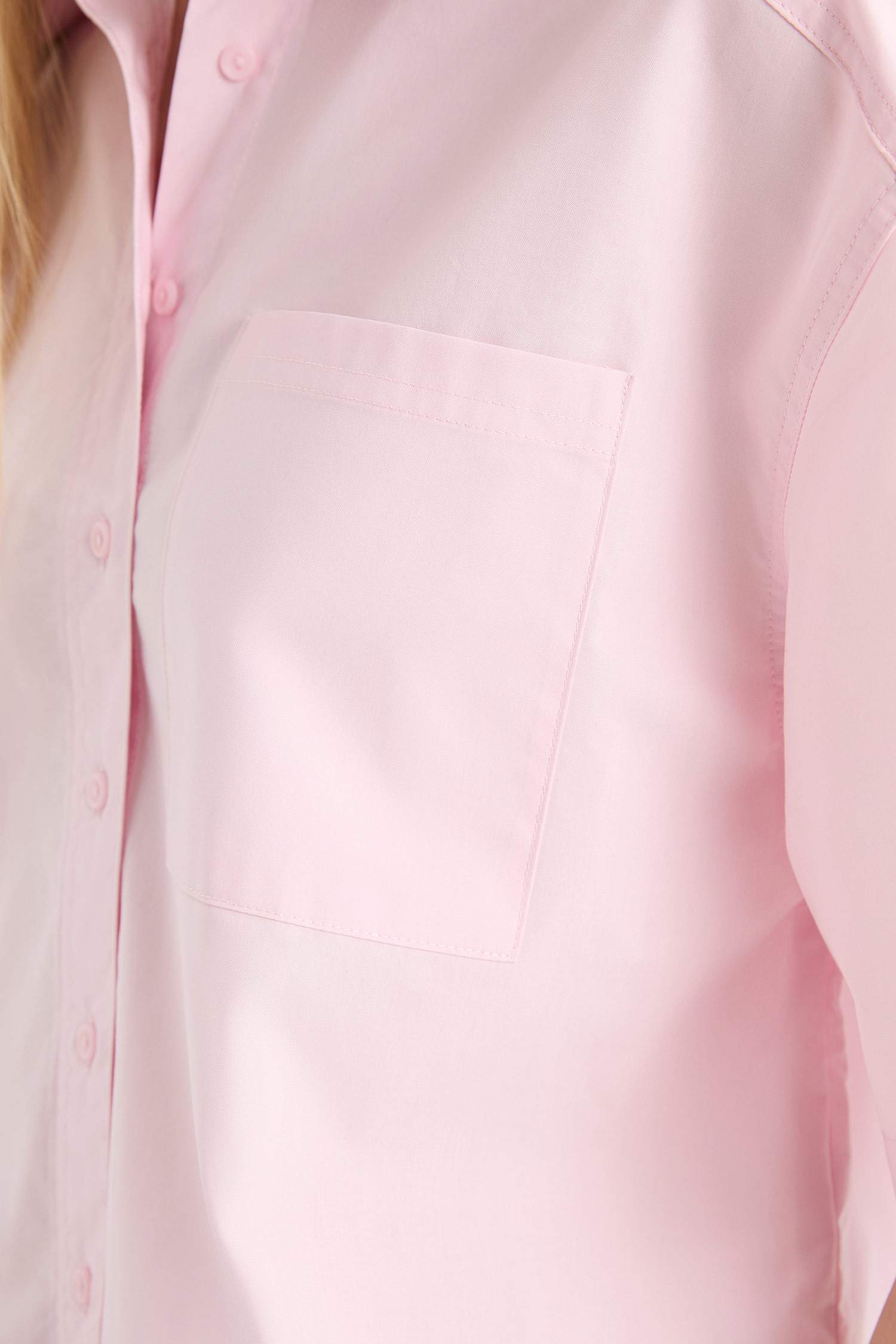 Oversize Fit Shirt Collar Poplin Short Sleeve Shirt