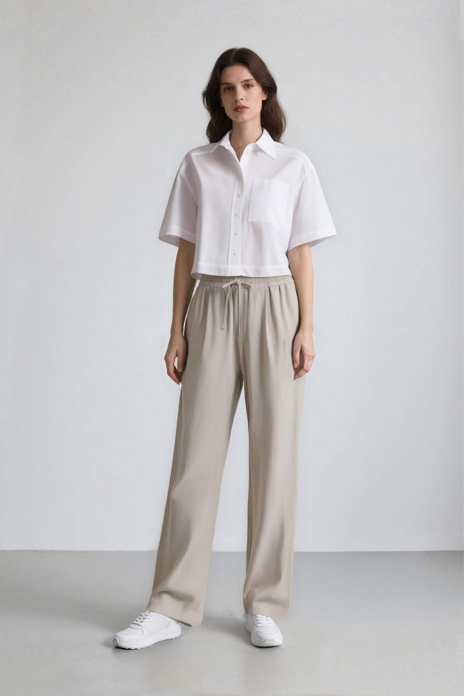 Oversize Fit Shirt Collar Poplin Short Sleeve Shirt