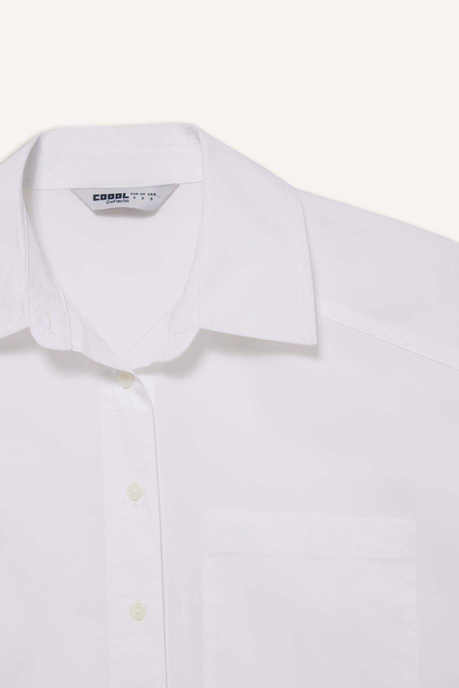 Oversize Fit Shirt Collar Poplin Short Sleeve Shirt