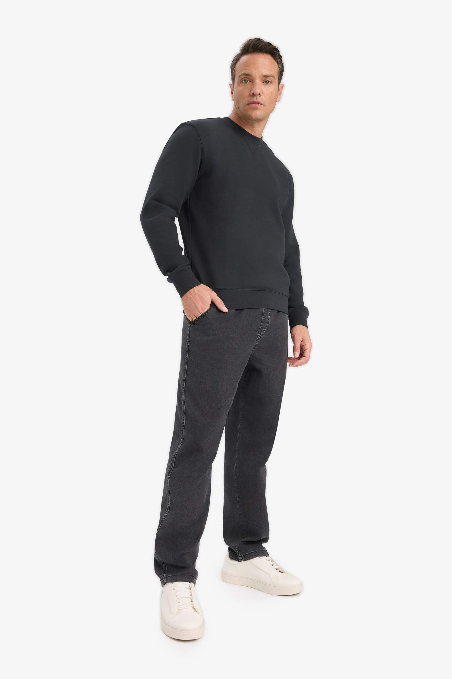 Cotton Regular Fit Crew Neck Sweatshirt