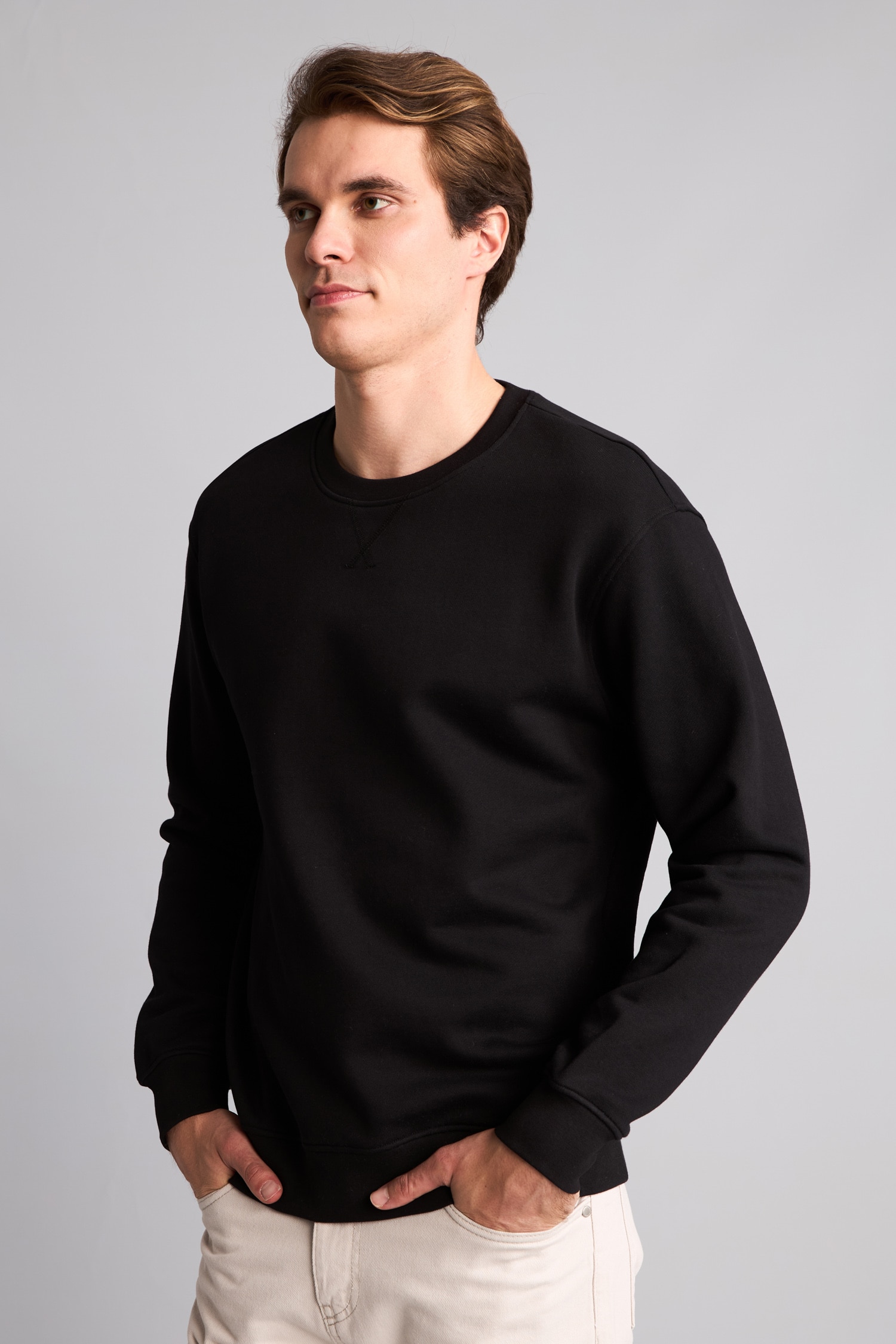 DeFacto Pamuklu Regular Fit Basic Sweatshirt görsel 3