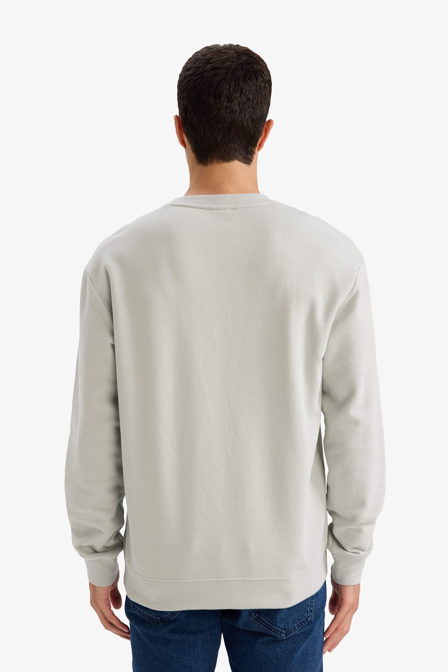 سويت شيرت بيزك قطن قصة عادية بياخة مستديرة