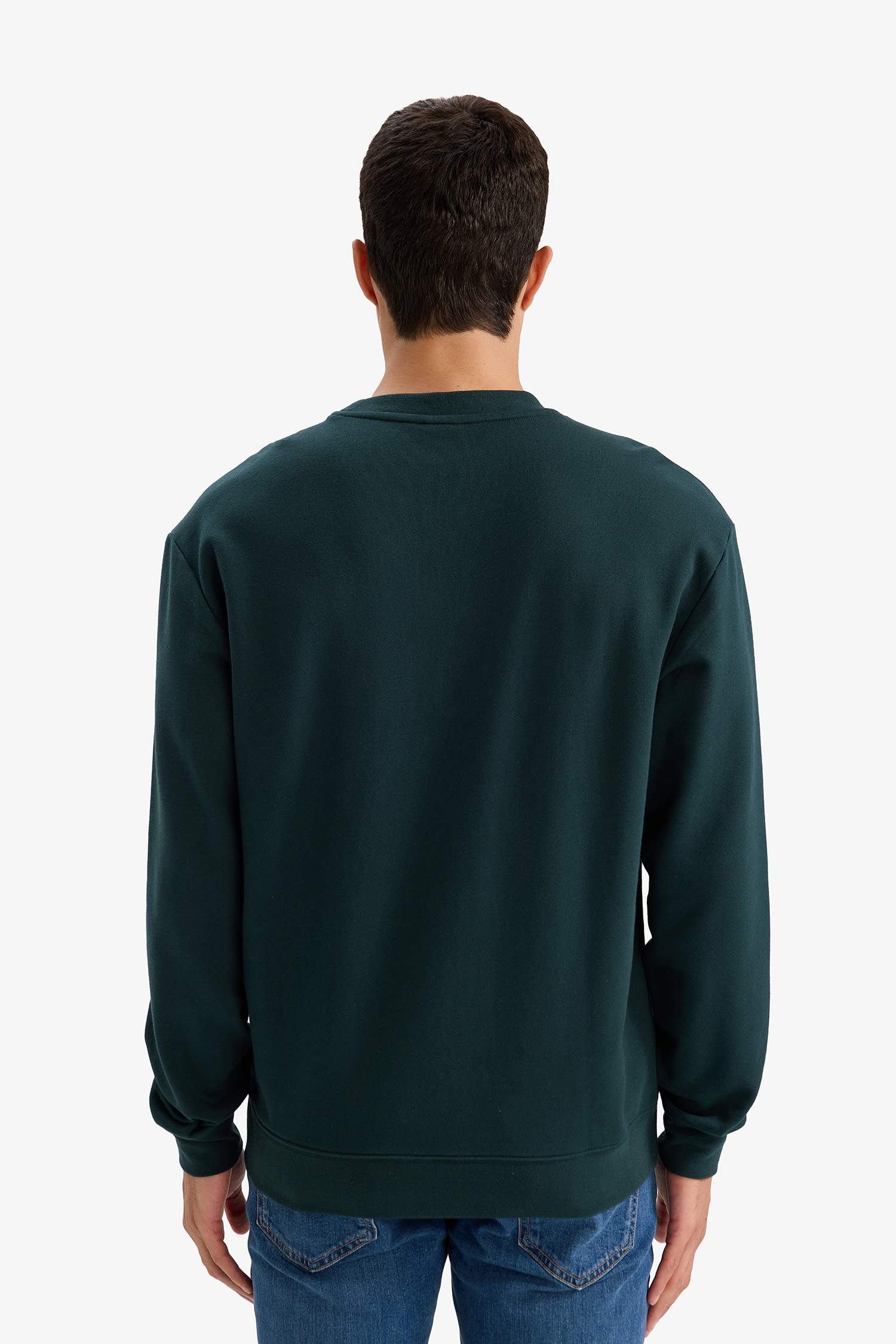 سويت شيرت بيزك قطن قصة عادية بياخة مستديرة