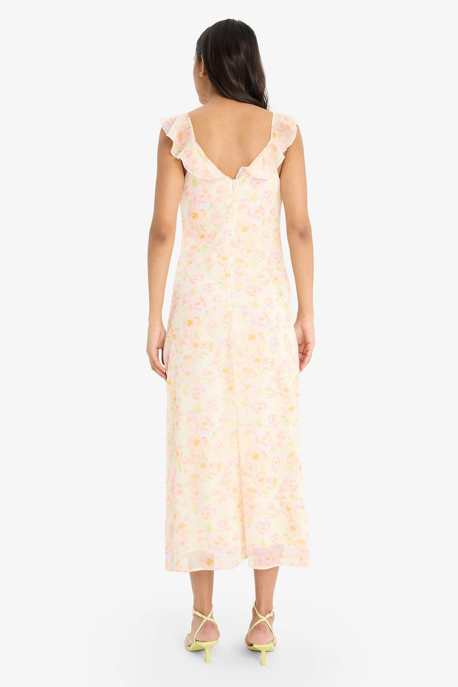 Floral Chiffon Sleeveless Maxi Dress