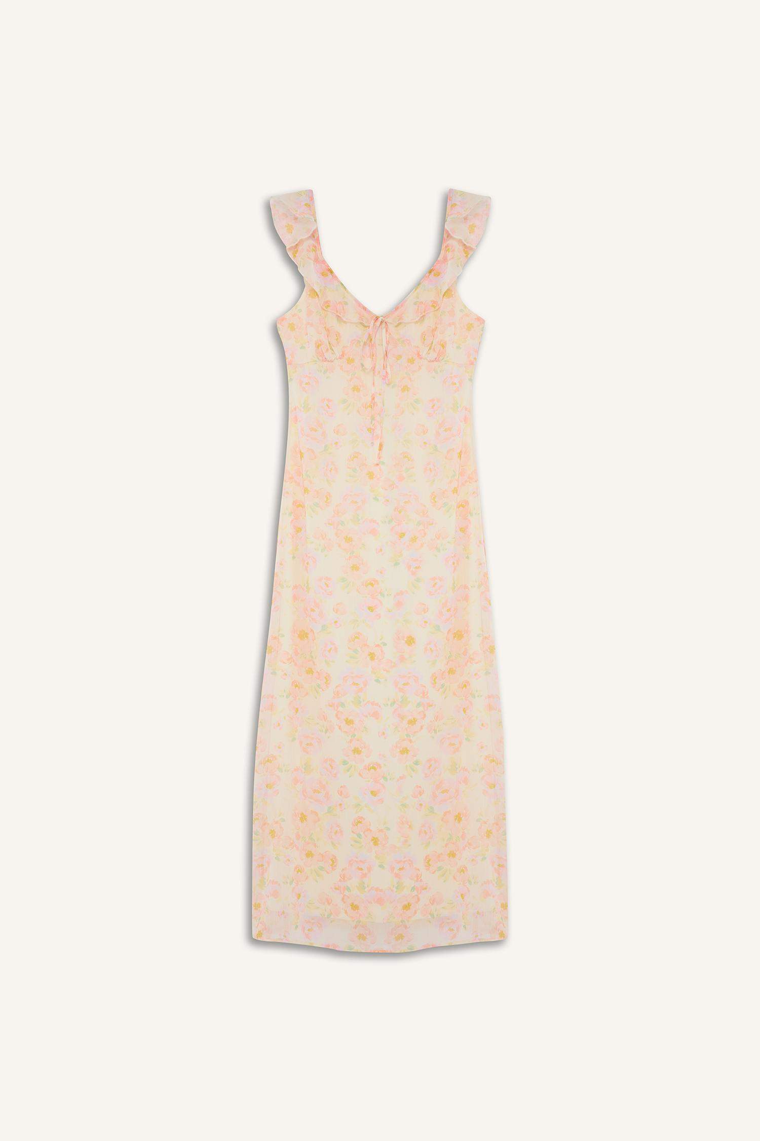 Floral Chiffon Sleeveless Maxi Dress