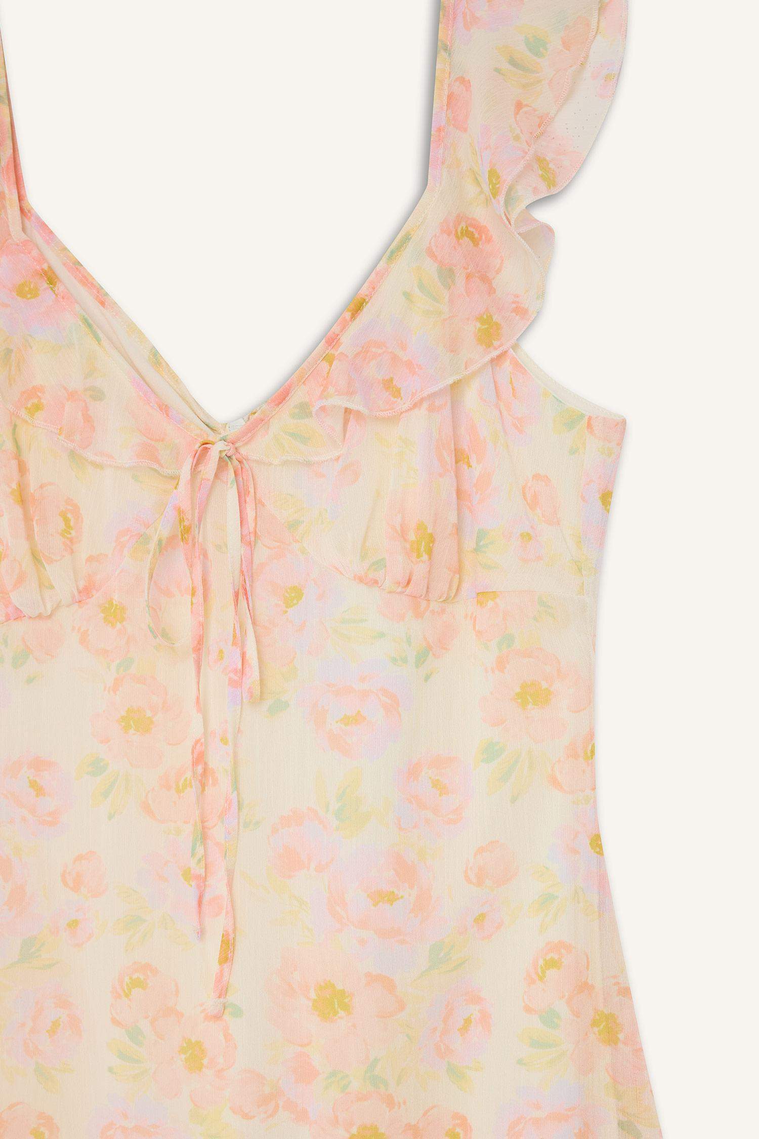 Floral Chiffon Sleeveless Maxi Dress