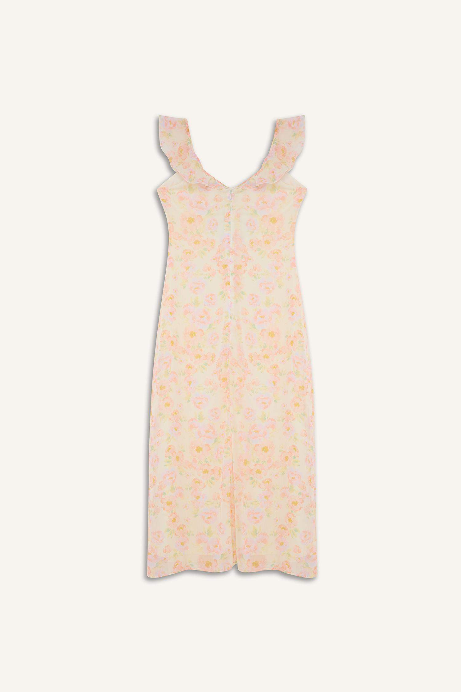 Floral Chiffon Sleeveless Maxi Dress