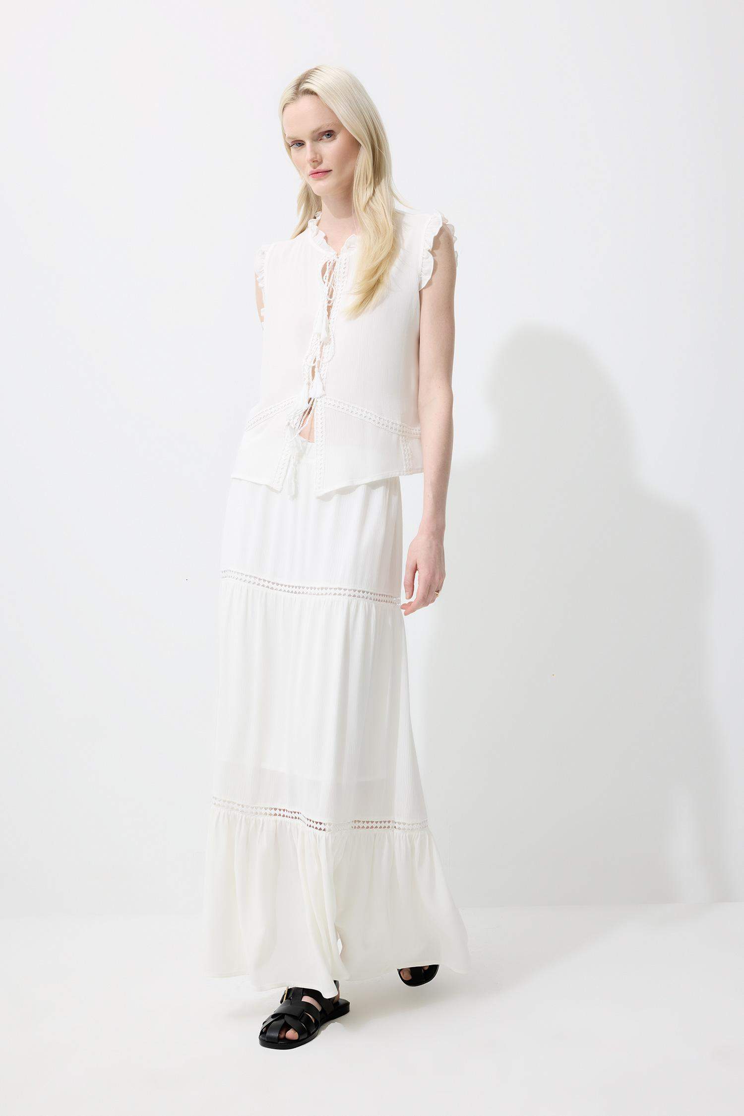 Макси юбка с обычной талией и подкладкой из кринкала