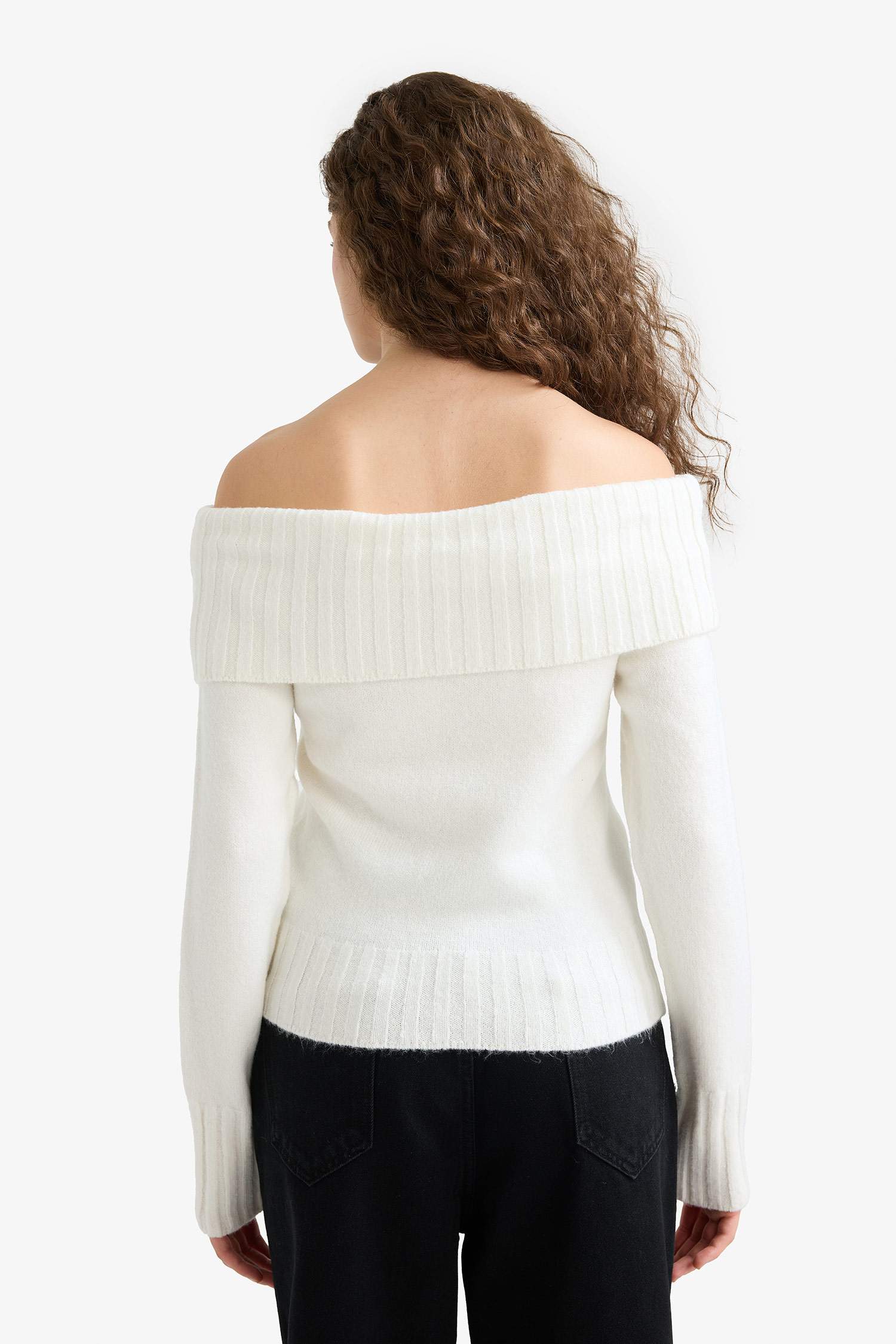 Slim Fit Open Shoulder Knitwear Pullover