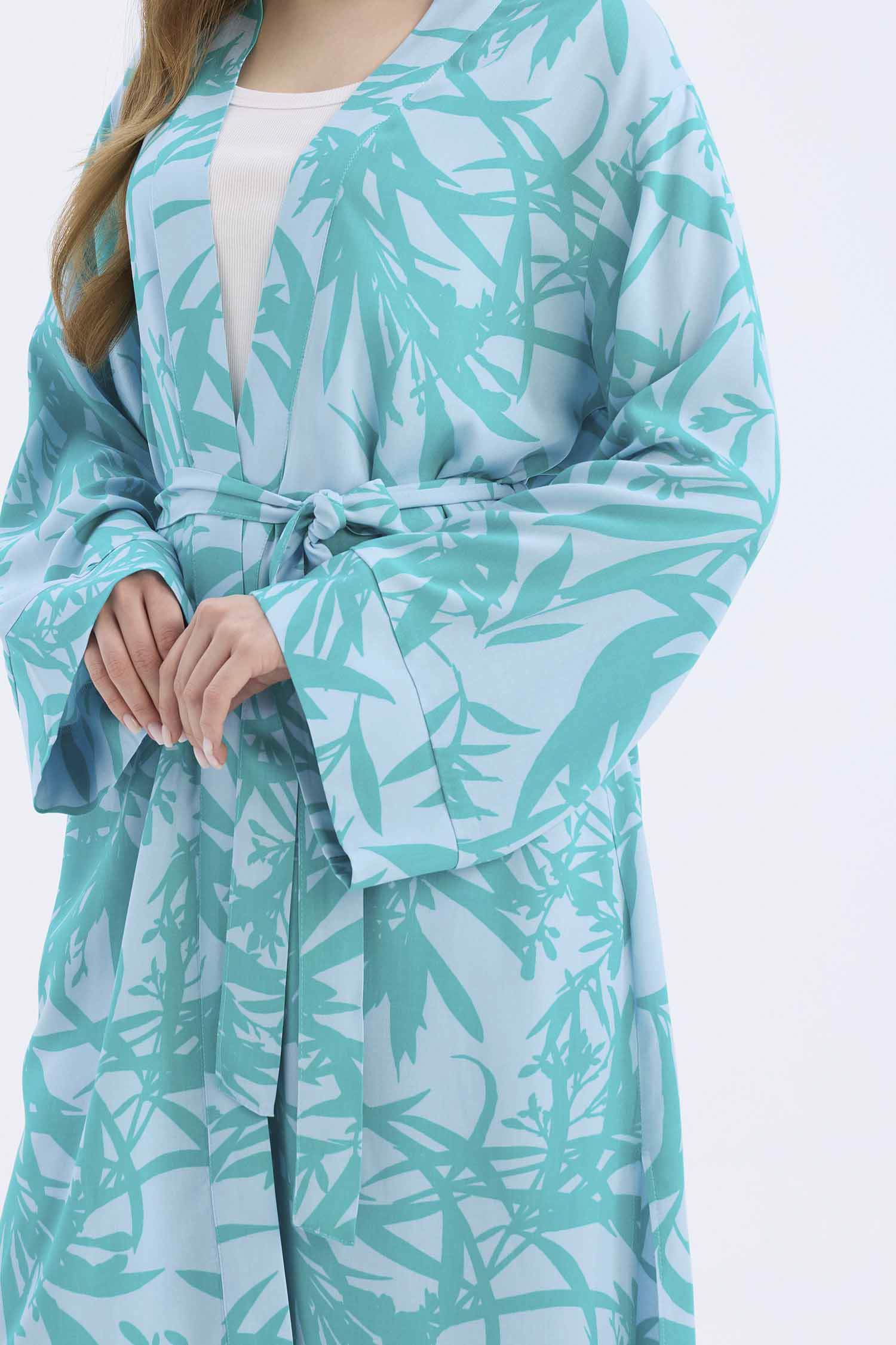 كيمونة بنمط عرقي قصة مريحة بياخة V