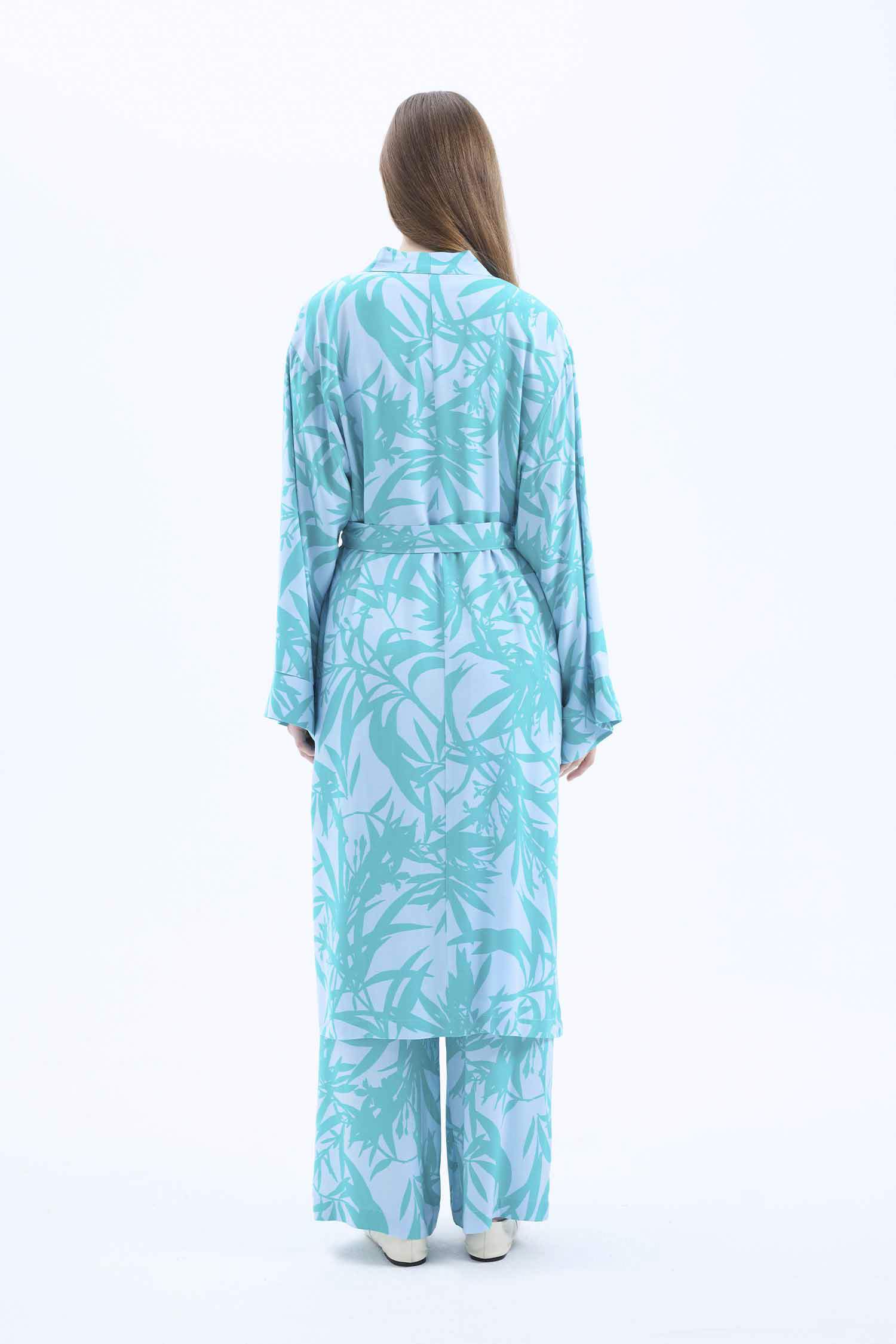 كيمونة بنمط عرقي قصة مريحة بياخة V