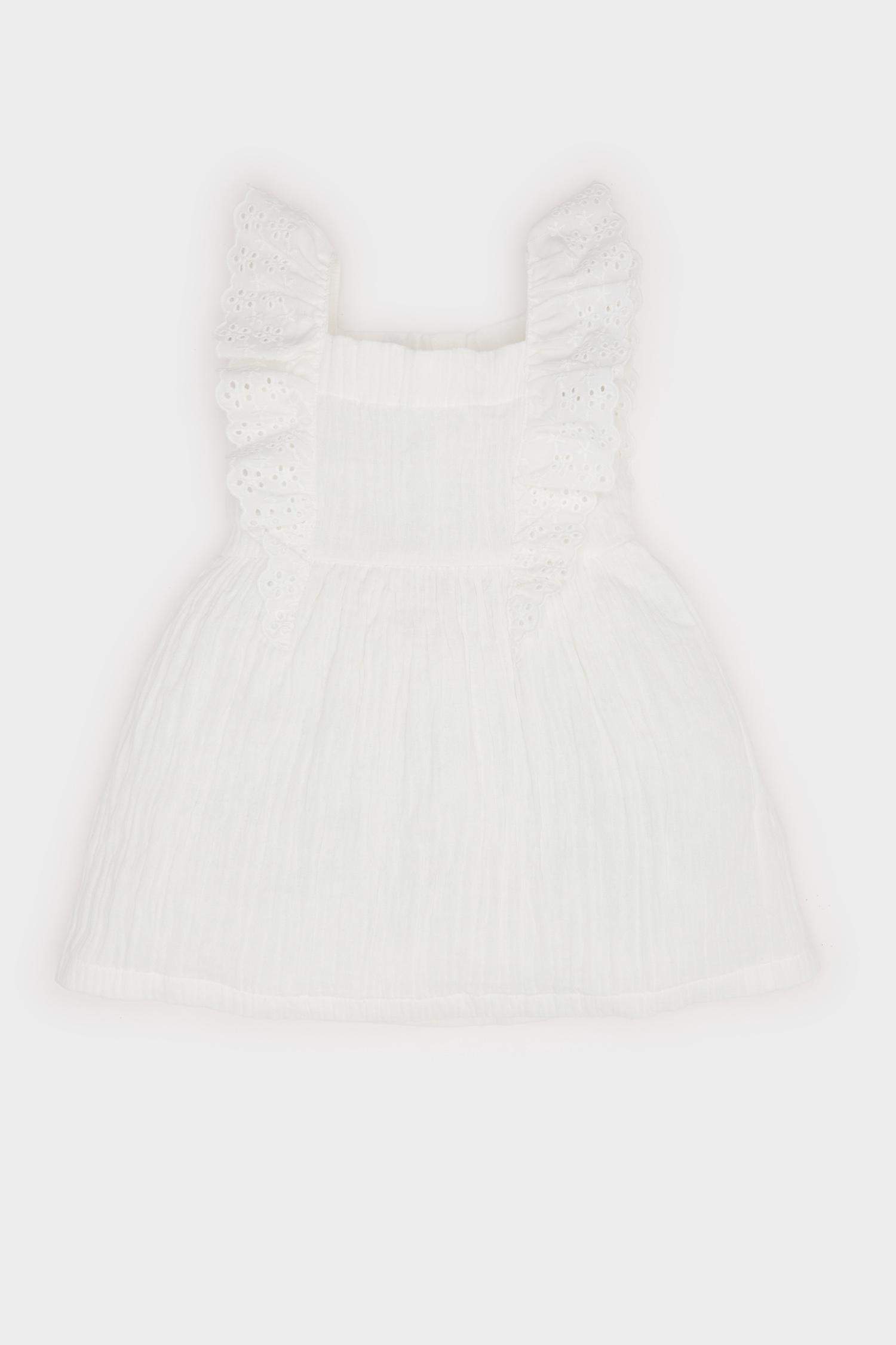 فستان بوبلين قصة عادية بدون كم