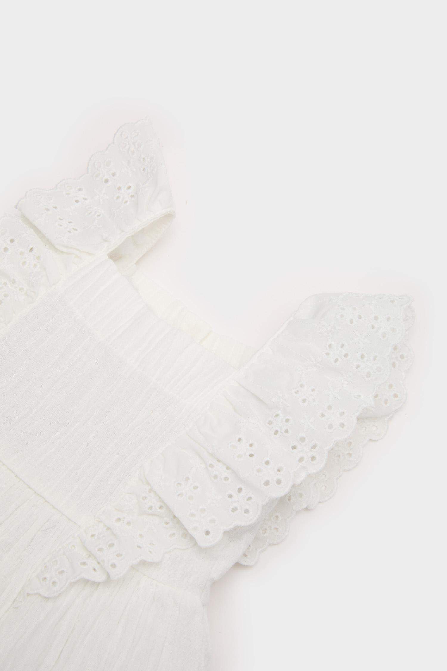 فستان بوبلين قصة عادية بدون كم