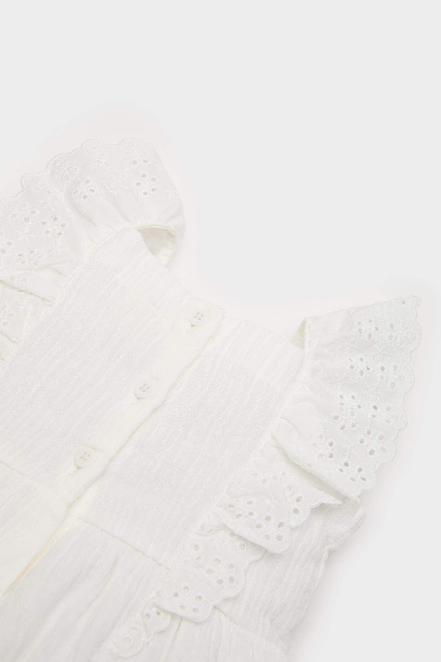 فستان بوبلين قصة عادية بدون كم