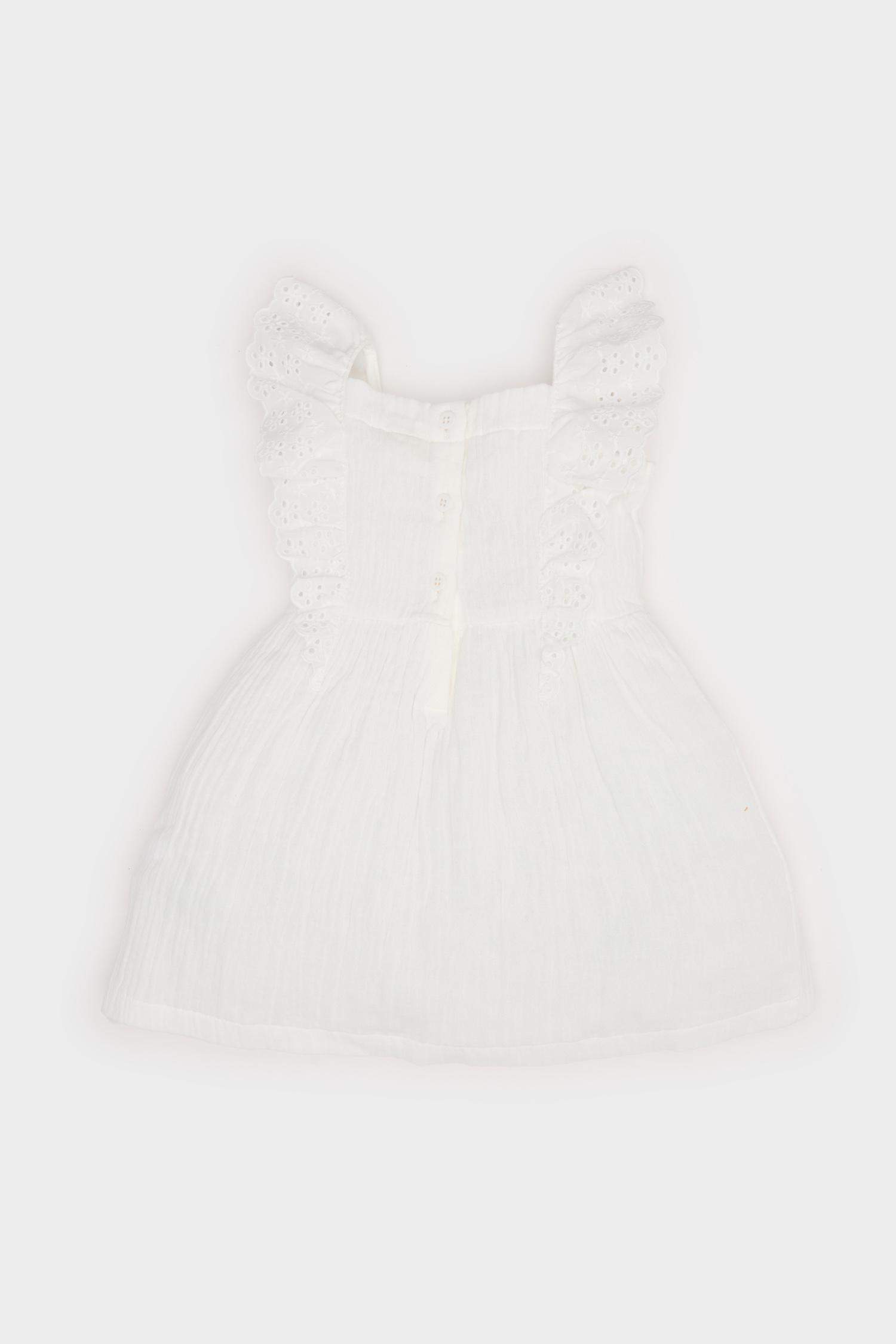 فستان بوبلين قصة عادية بدون كم