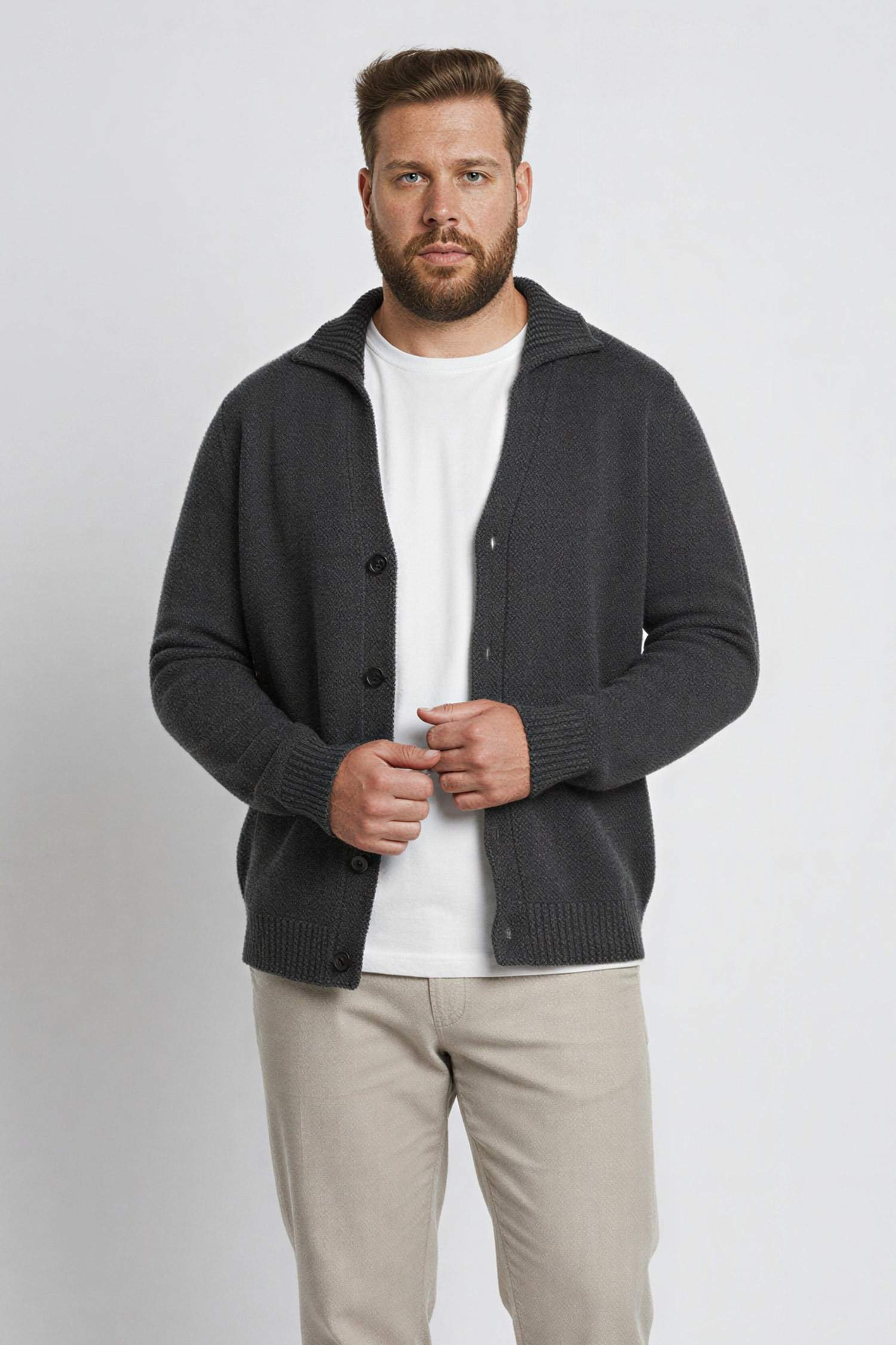 Standard Fit Turtleneck Knitwear Cardigan
