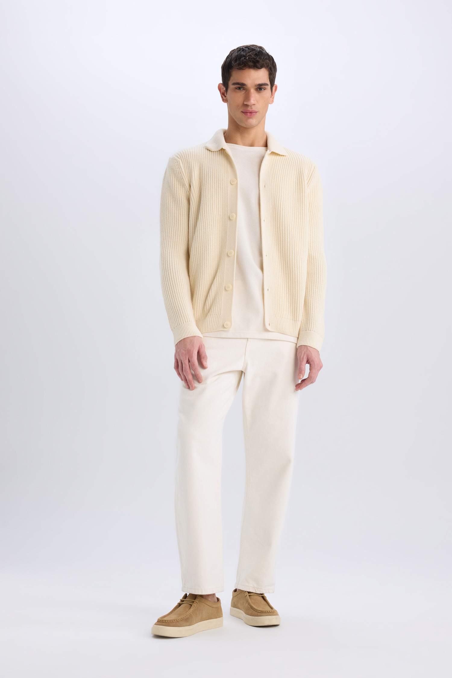 Standard Fit Polo Collar Knitwear Cardigan