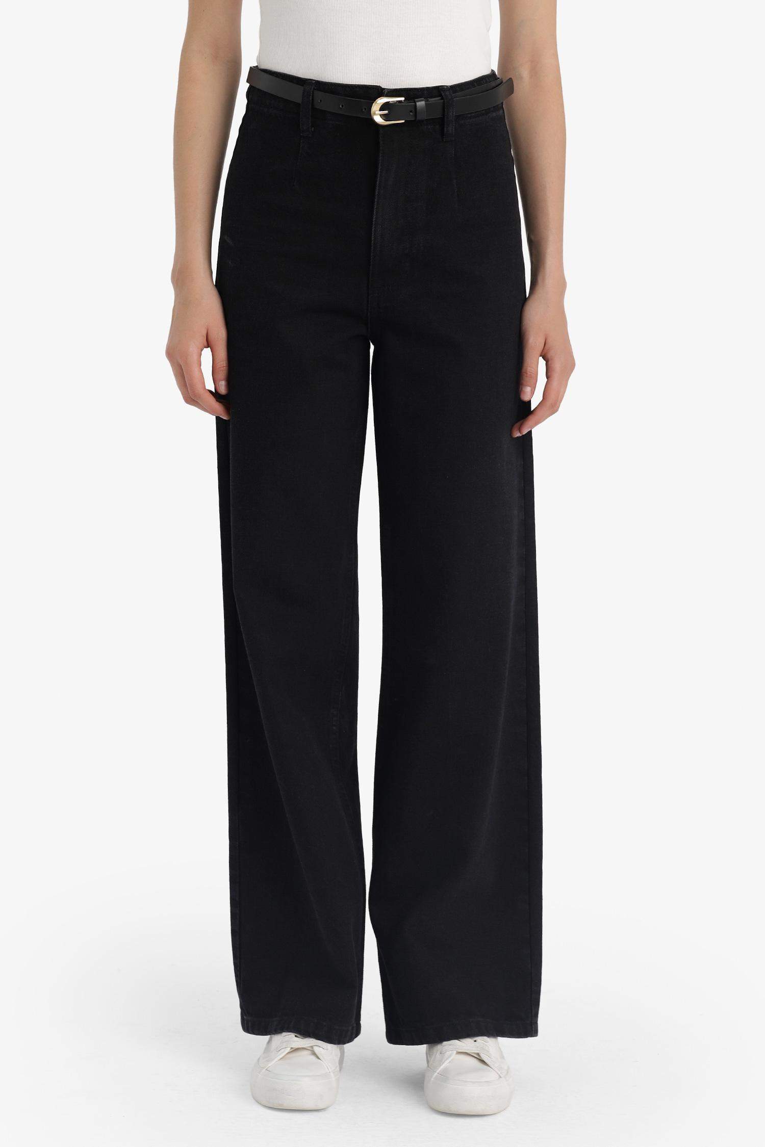 кең аяқ деним тұрақты етек Шалбар