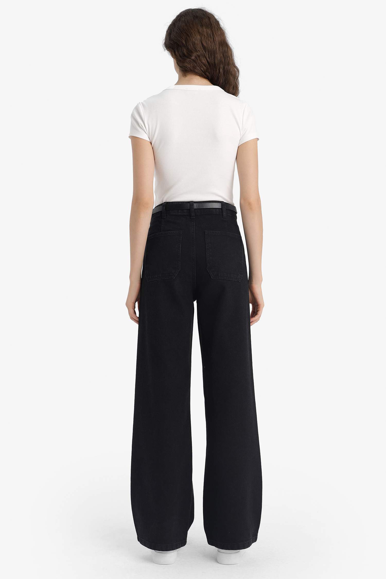 кең аяқ деним тұрақты етек Шалбар