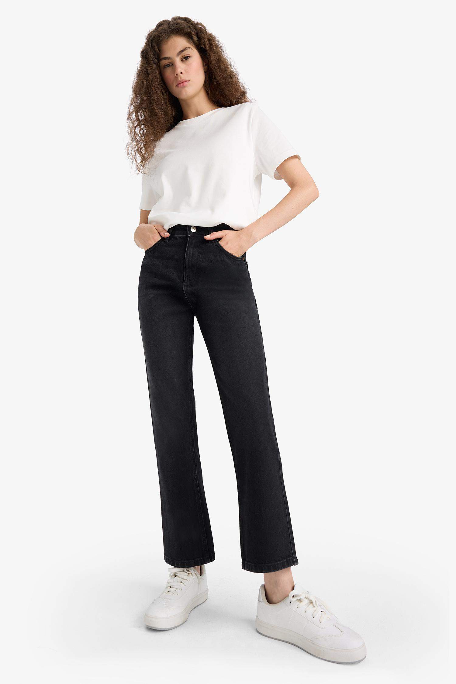 Straight Fit High Waist Straight Leg Jeans